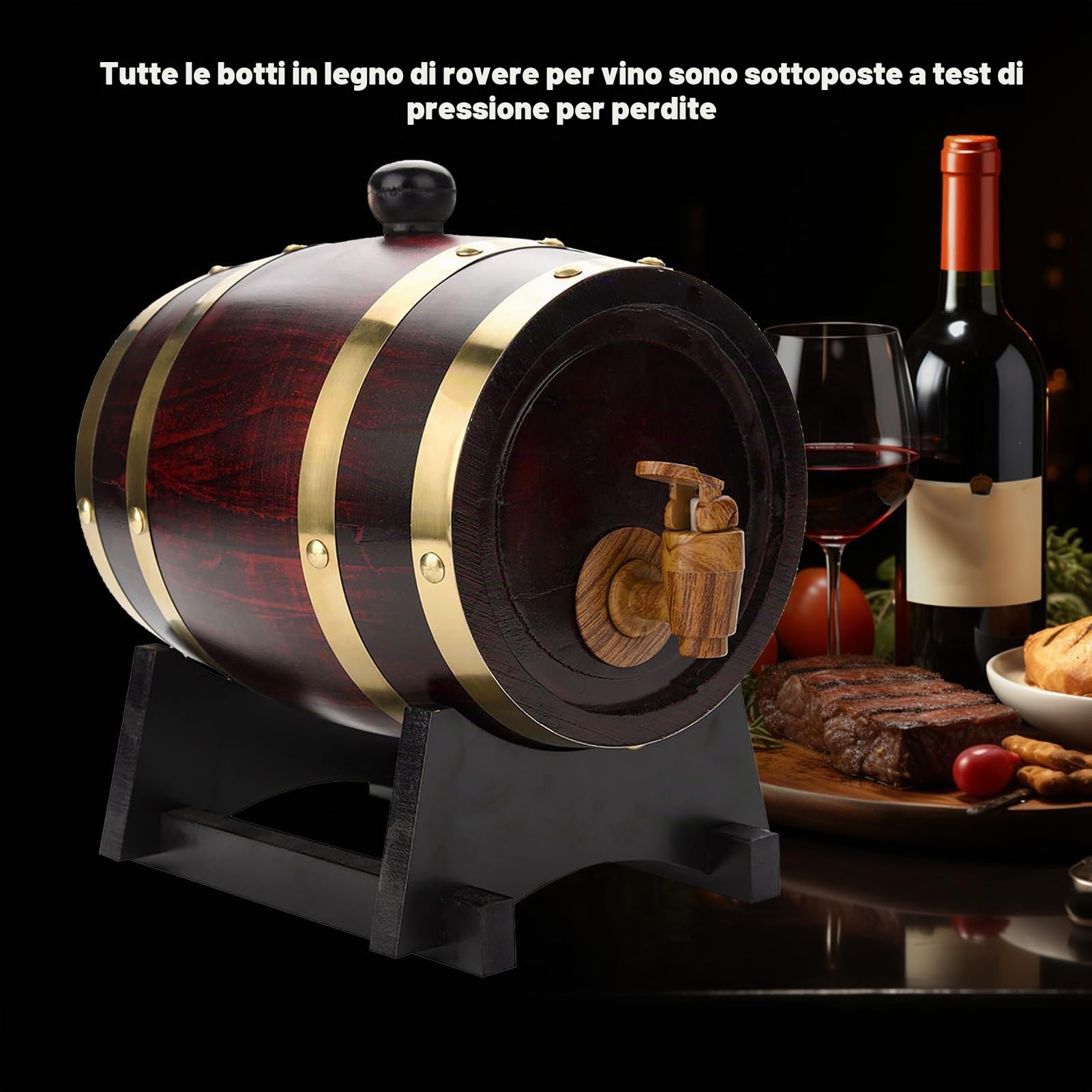 Botti di birra in botti di legno da 1,5 l/3 l/5 l/10 l, con fusto, supporto e tappo in legno, fusto di birra a casa, perfetto per birra, whisky o vino (1,5 l)