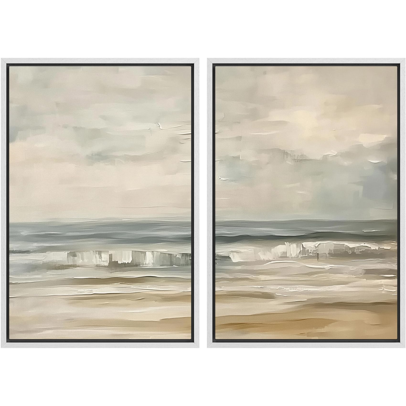 MUDECOR Framed Canvas Print Wall Art Set Watercolor Pastel Green Tan Landscape Abstract Shapes Illustrations Modern Art Decorative Contemporary for Living Room, Bedroom, Office - 16"x24"x2 Natural — view 149