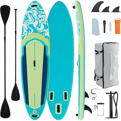 Sweetcrispy Inflatable Stand Up Paddle Board with Premium SUP Paddleboard Accessories,2-in-1 Paddle,Wide Stable Design,Non-Slip Comfort Deck for Adults & Youth of All Skill Levels