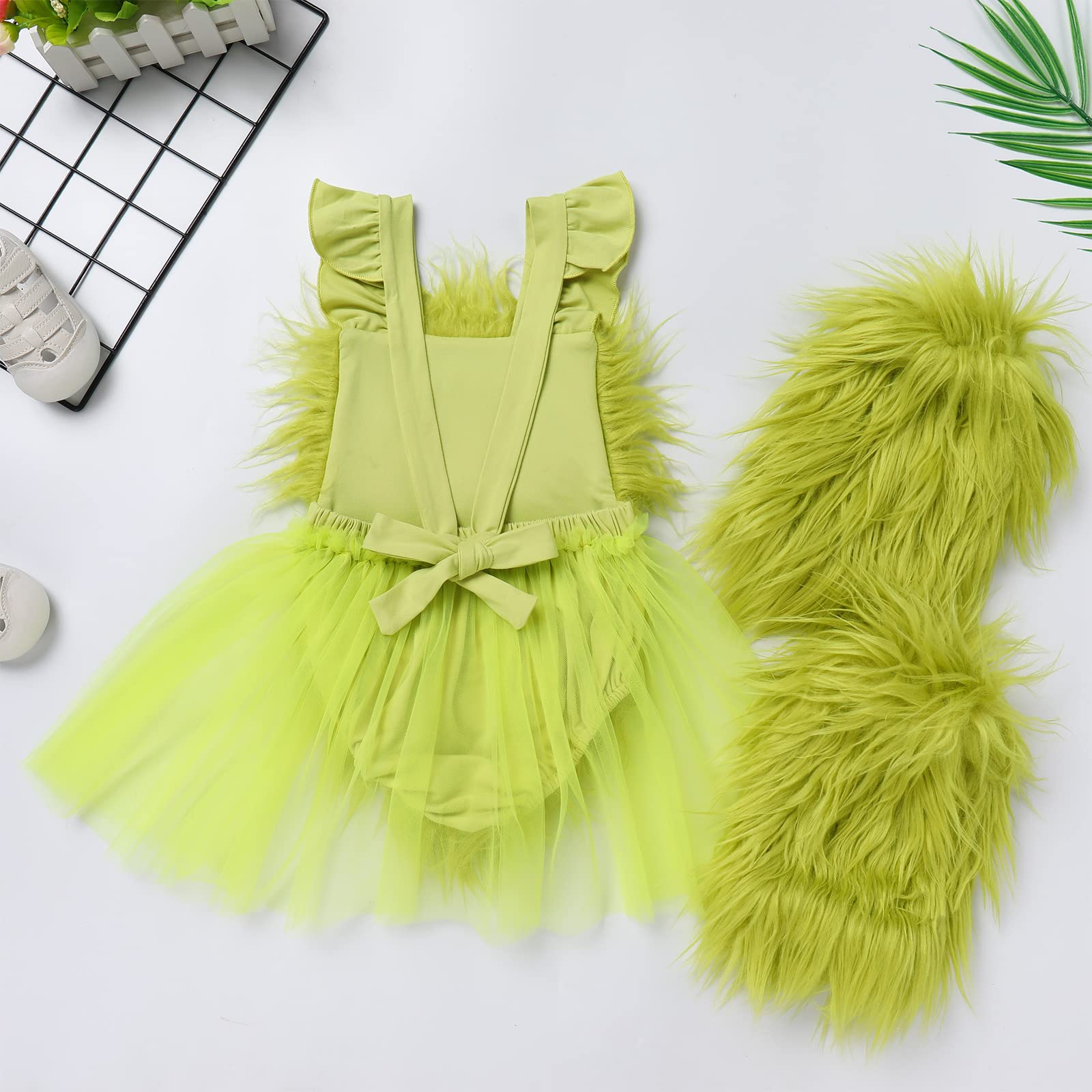 Amazon.com: Toddler Baby Girl Christmas Heart Faux Green Fur Costume Tulle  Tutu Romper Dress with Green Fuzzy Fur Leg Warmers Socks Santa Hat Costumes  Princess Party Xmas Holiday Outfit Clothes Set Green