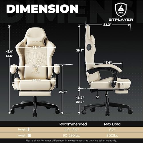 Miniatura 3 de GTPLAYER ACE-PRO Sillas de Juego con Música – Altavoces Integrados, Soporte de Aplicación y Control Bluetooth, Sillas de Juego para Computadora