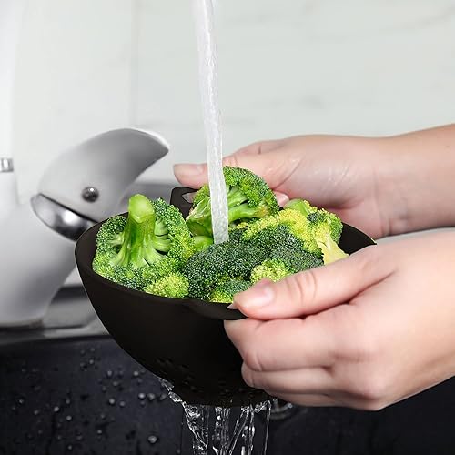 Miniatura 6 de Meadow Lane Colador pequeño de 6 pulgadas, sin BPA, apto para lavavajillas, doble asa, colador compacto de alimentos para bayas, verduras y pasta,