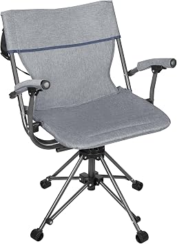 Zenithen Outdoor/Indoor Folding Portable Lawn 360 Swivel Chair with Armrests Blue Grey