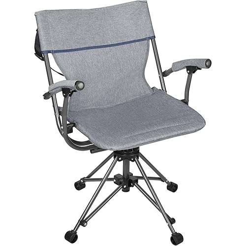 Zenithen Outdoor/Indoor Folding Portable Lawn 360 Swivel Chair with Armrests (Blue Grey)