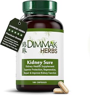 Dimmak Herbs Kidney Sure- Kidney Cleanse & Revitilization Tonic- Organic Herbal Support for Renal Health, Urinary Tract Flow & Vitality- TCM Doctor Formulated, Vegan- 400mg 100 Capsules
