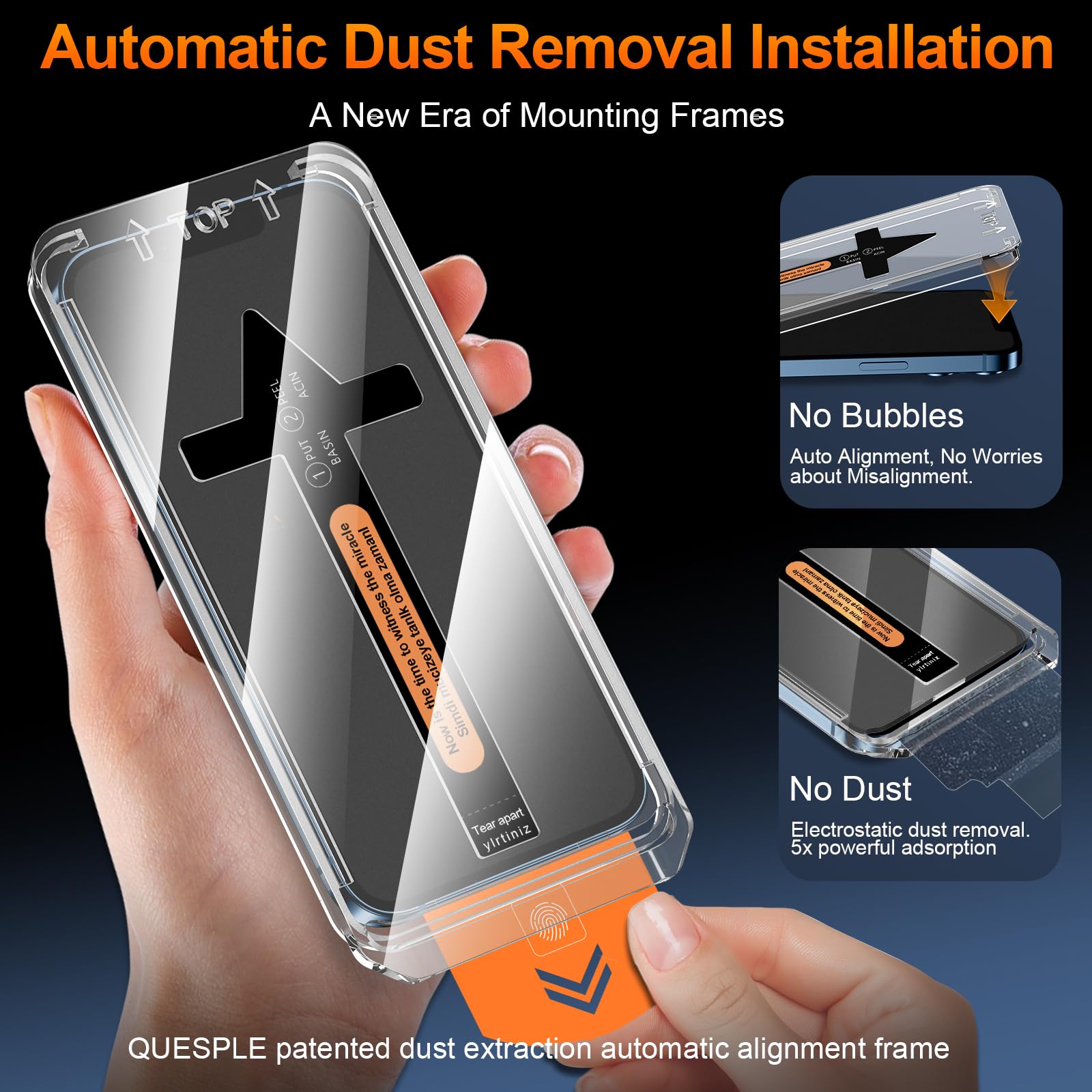 QUESPLE 2 Pezzi Privacy Pellicola Protettiva per iPhone 12 Pro Max 6,7 Pollici, [Installazione Automatica dell'Allineamento] Anti Spia Privacy Vetro Temperato Copertura Totale, Durezza 9H