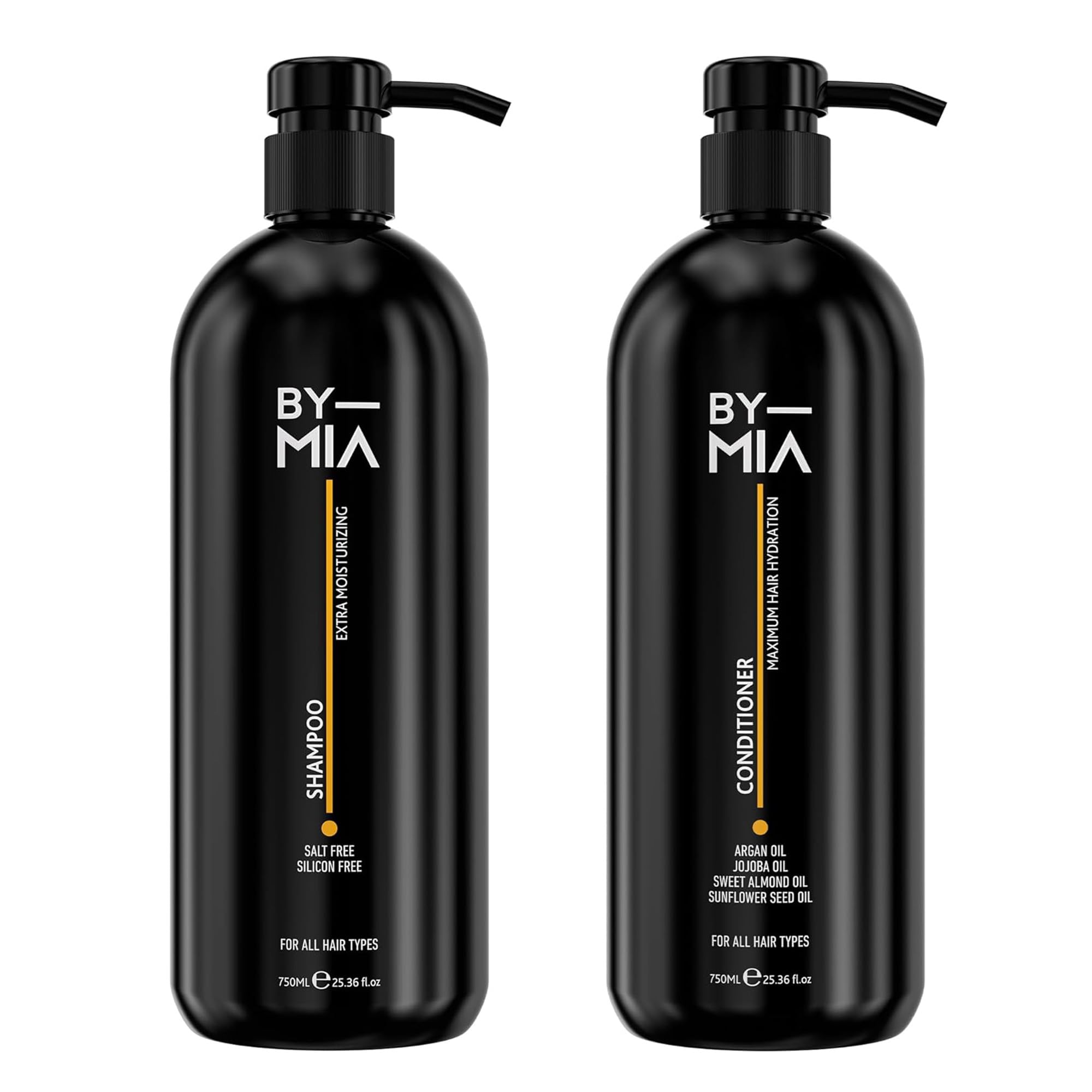 BY MIA Hair Care Shampoo & Conditioner SET - 750ml Each, Clear, 750 ml (Pack of 2)