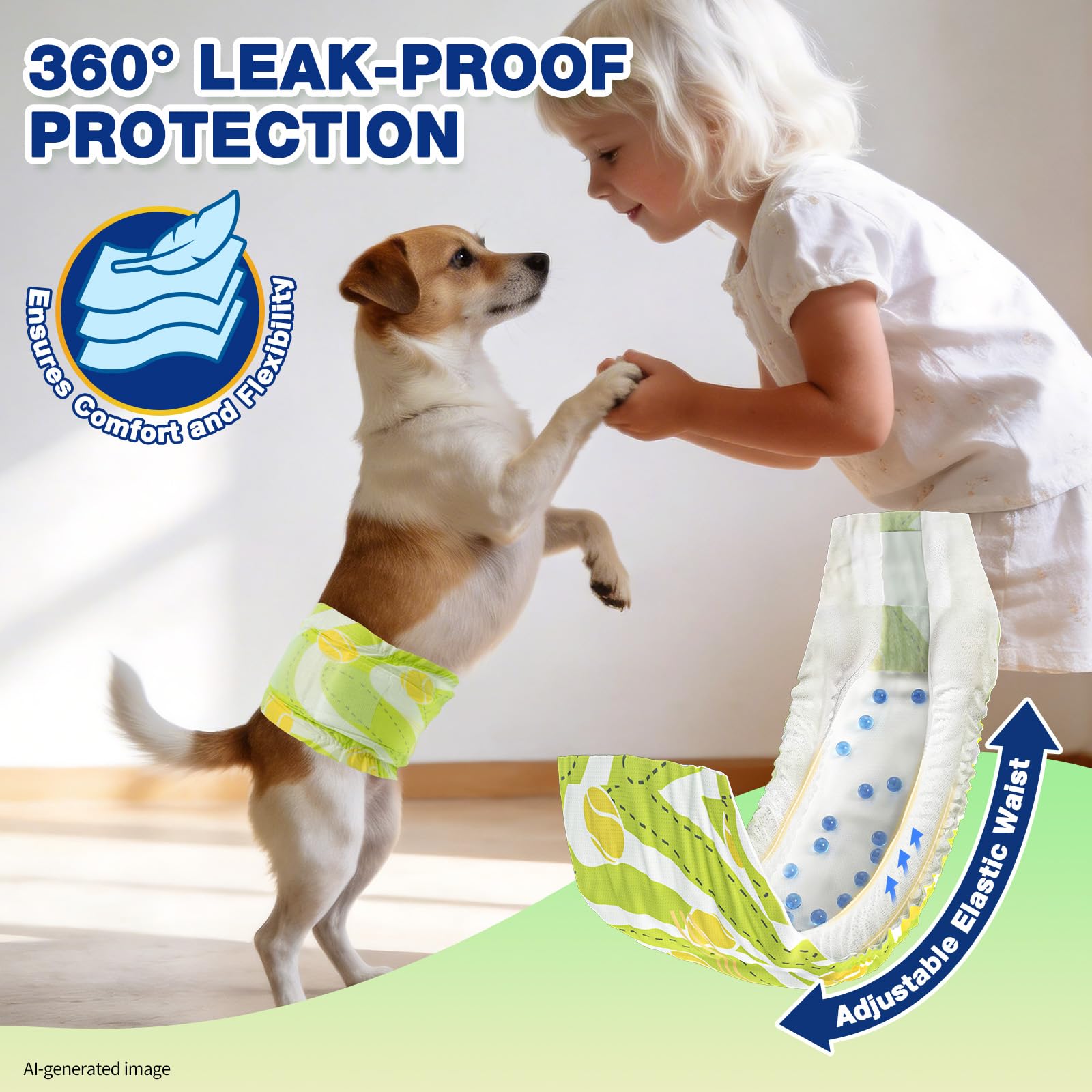 Dono 60 pañales desechables para perros con indicador de humedad y barrera a prueba de fugas, pañales para perros para incontinencia, problemas de marcado, M (45-63 cm)