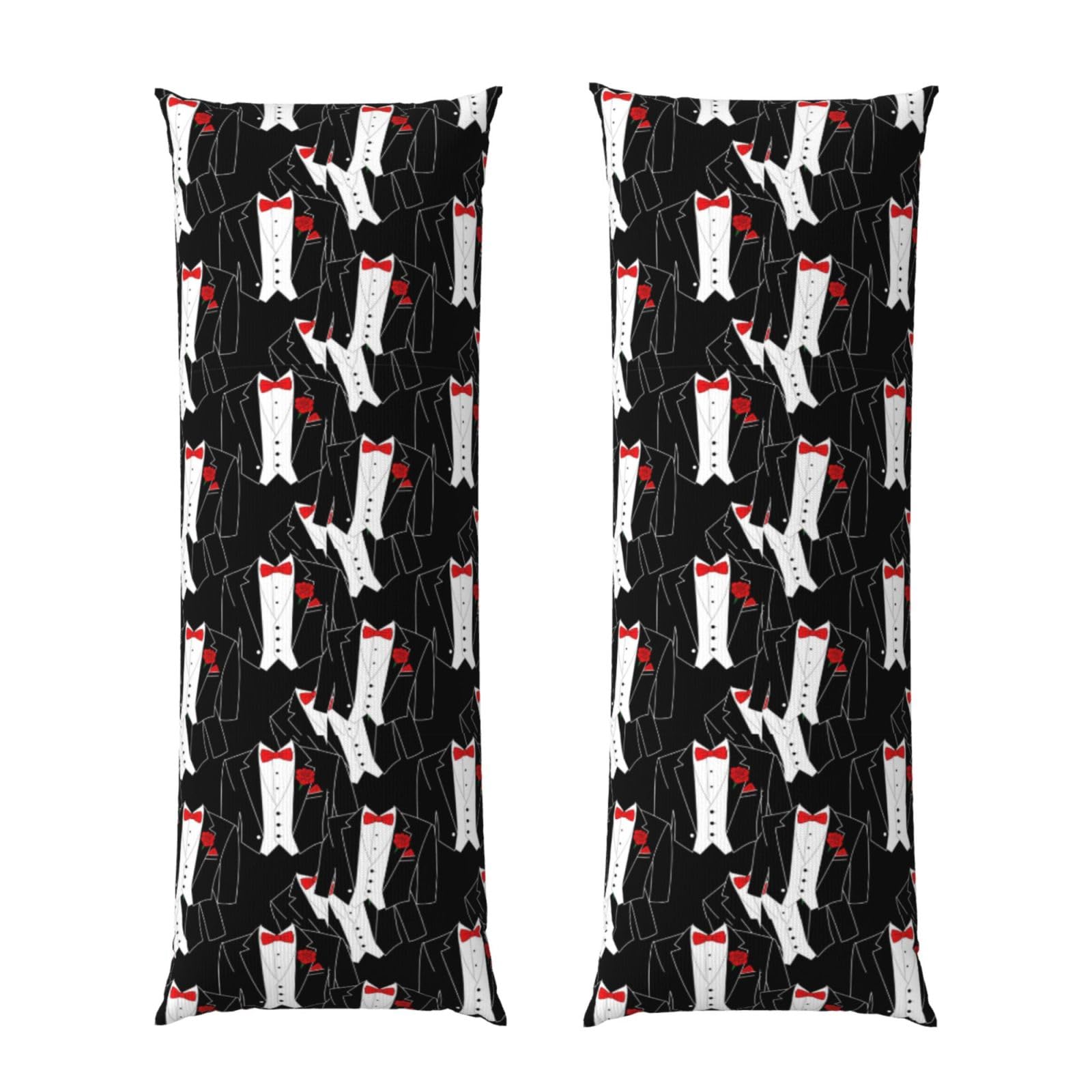 Body Pillow Cover 20x60 Tuxedo Red Rose Black, Soft Velvet Long Pillowcase with Hidden Zipper, Cozyffy Rectangular Case for Bed Sofa Decor