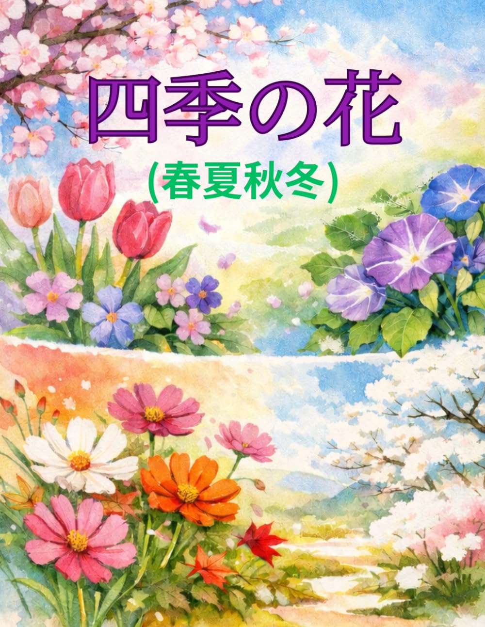 四季の花（春夏秋冬）: ― 心を整える 大人のための水彩塗り絵 ―