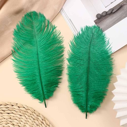 Miniatura 3 de Hollosport 30 plumas de avestruz verde a granel de 10 a 12 pulgadas, plumas naturales suaves para centros de mesa del Gran Gatsby y fiesta de boda,