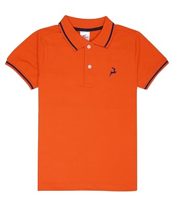 Cloth Theory Cotton Kid's Solid Regular Polo T-Shirt (CTBSP_21_Orange 1 7-8 Years)