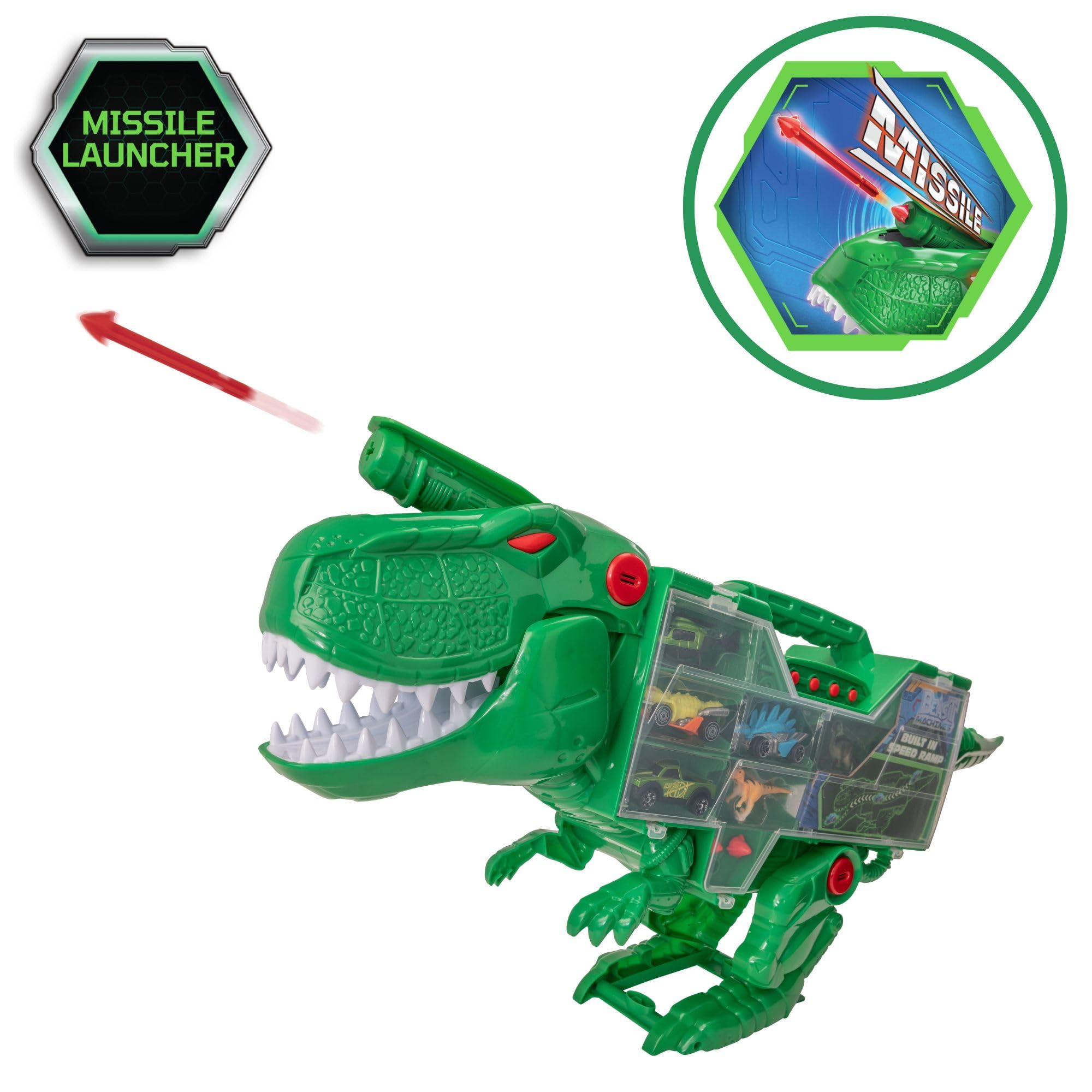 Teamsterz Beast Machines Transporter | Światło i dźwięk z miniaturowymi samochodami, Samochodami Dinozaurami i Figurkami Dinozaurów | Strzelanie do T-Rex z pociskami | 3 lata i więcej