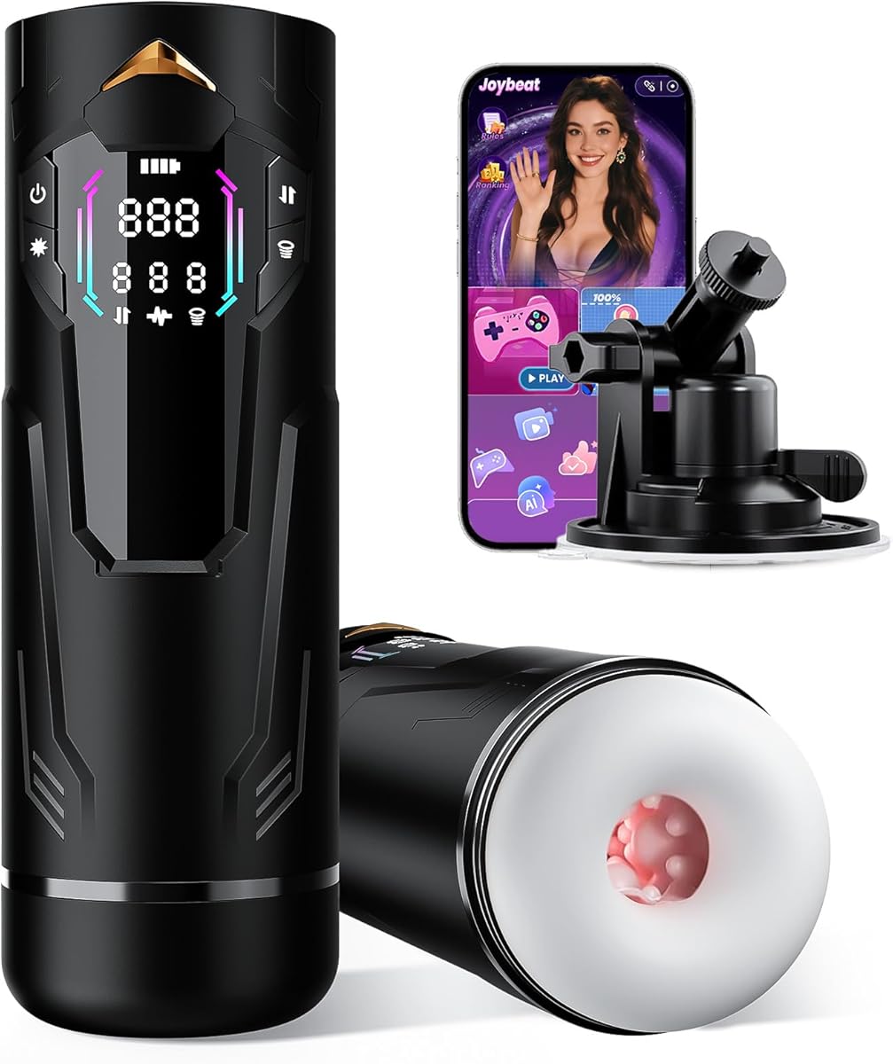 Uoffile Sex Toys for Men Male Masturbator - AI APP Pocket Pussy Mens Sex Toy with 8 Sucking & Thrusting & Vibrating, Adult Toys Penis Pump Male Stroker, Sex Machine LCD Display & Suction Base