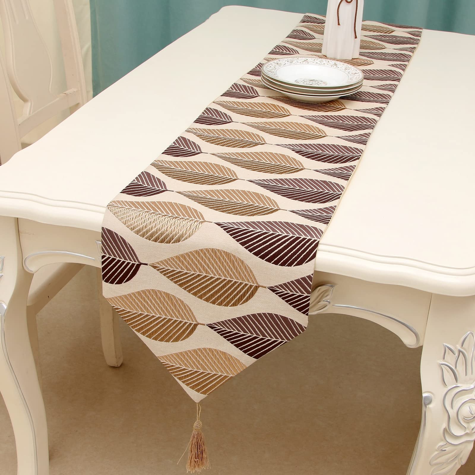 Runner da tavola in poliestere per sala da pranzo, moderno, decorazione da tavolo per matrimoni, vacanze e feste in cucina, 33 x 180 cm, elegante decorazione per la tavola della casa