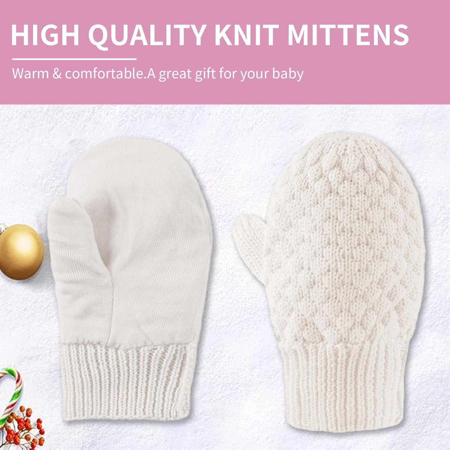 Baby Knit Mittens Toddler Boys Girls Gloves Winter Infant Newborn No Scratch Mitten 0-3 Years - Image 4