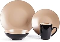 Vista 205 de Colors Life juego de vajilla, exterior negro brillante con interior de color mate