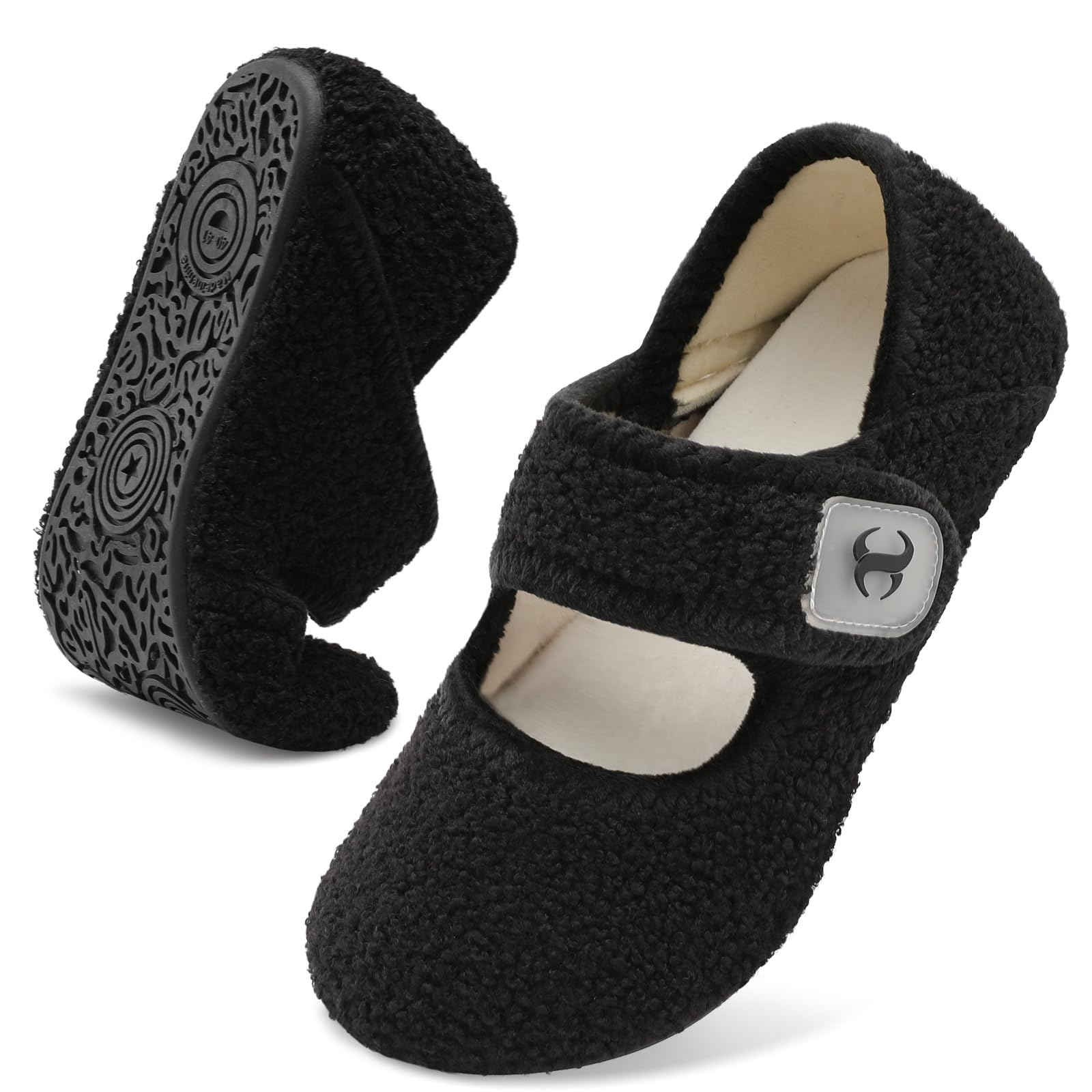 Scurtain Comfy House Slippers for Women Men Wide Diabetic Sock Slippers Soft Slip On Slippers Cozy Barefoot House Shoes
