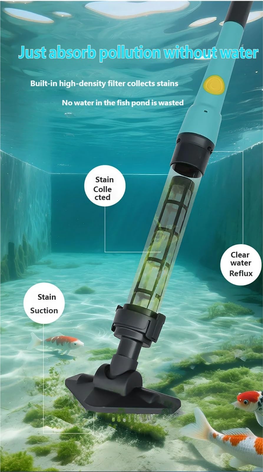 Limpiador Eléctrico De Peces para Pecera, Aspiradora De Grava Recargable para Residuos Y Arena