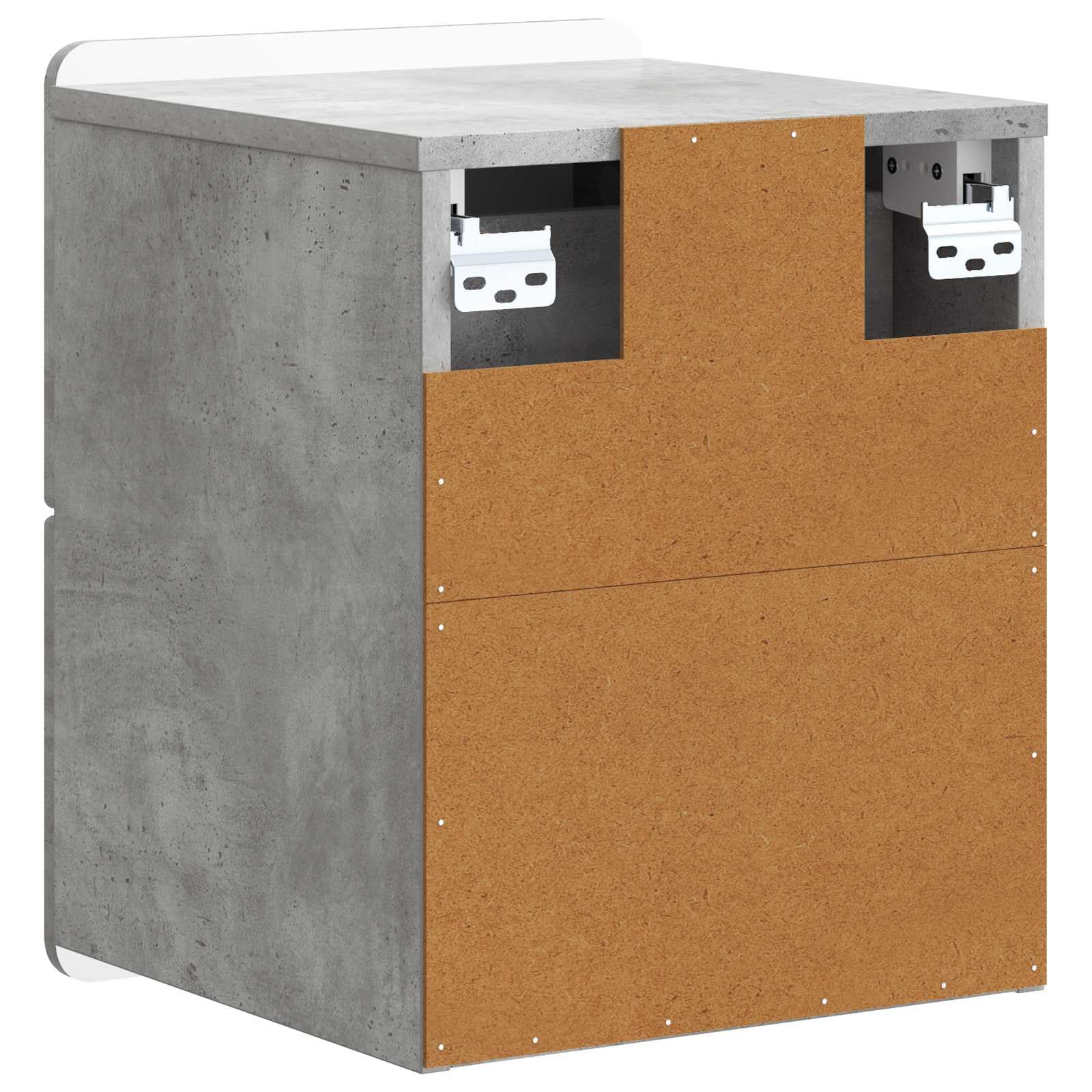 Mobiletto da notte a muro grigio cemento con ampio cassetto supporto per camera soggiorno ingresso e corridoio compatto 33x34,5x43 cm