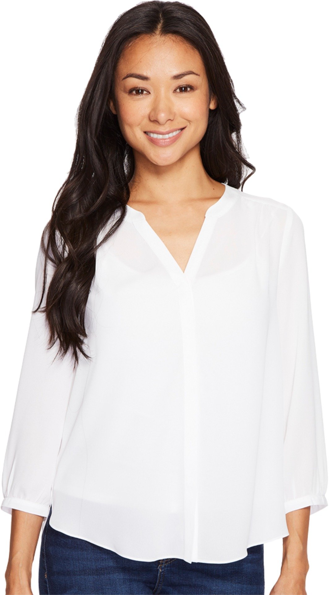 NYDJ womens Petite 3/4 Sleeve Pintuck Blouse
