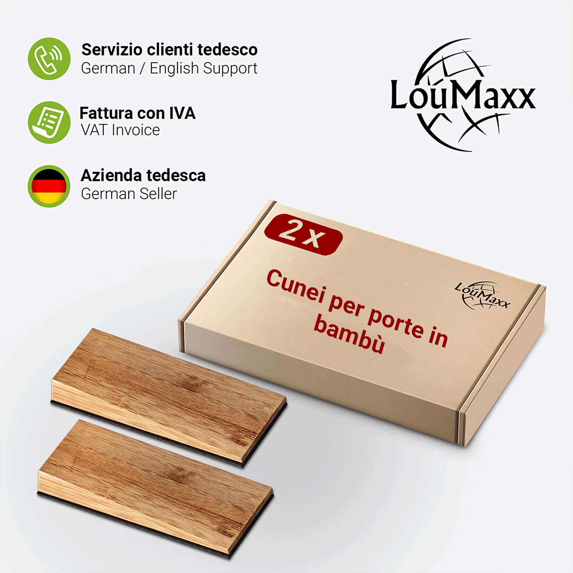 Fermaporta In Legno Di Faggio - Set Di 2 Zeppe Con Base Antiscivolo, Per Porte E Mobili, Design Naturale - Foto 10