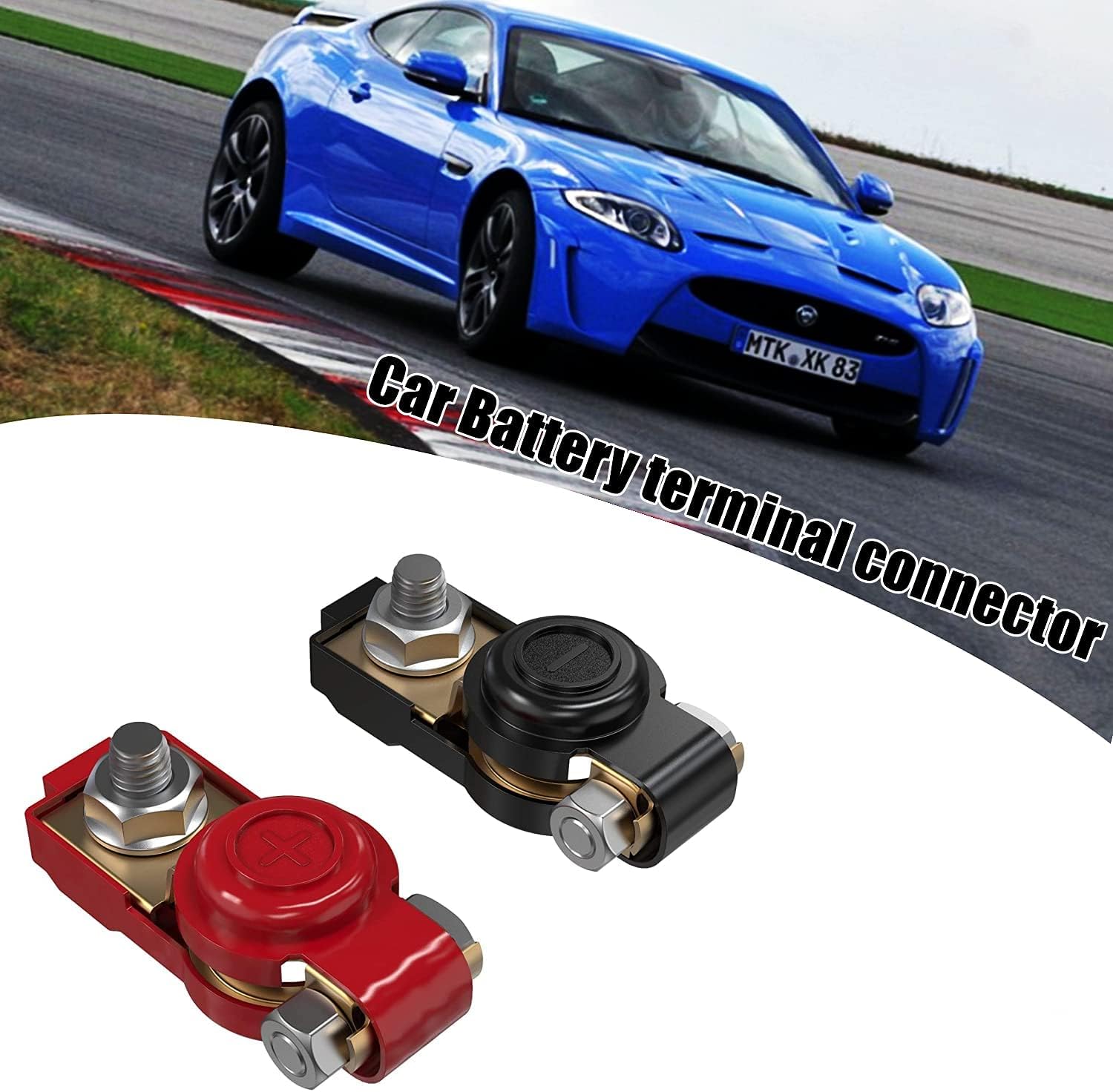 2 PCS Thicked Pure Copper Car Battery Wire Terminal Connector Clamp Clips With Durable Plastic Cover