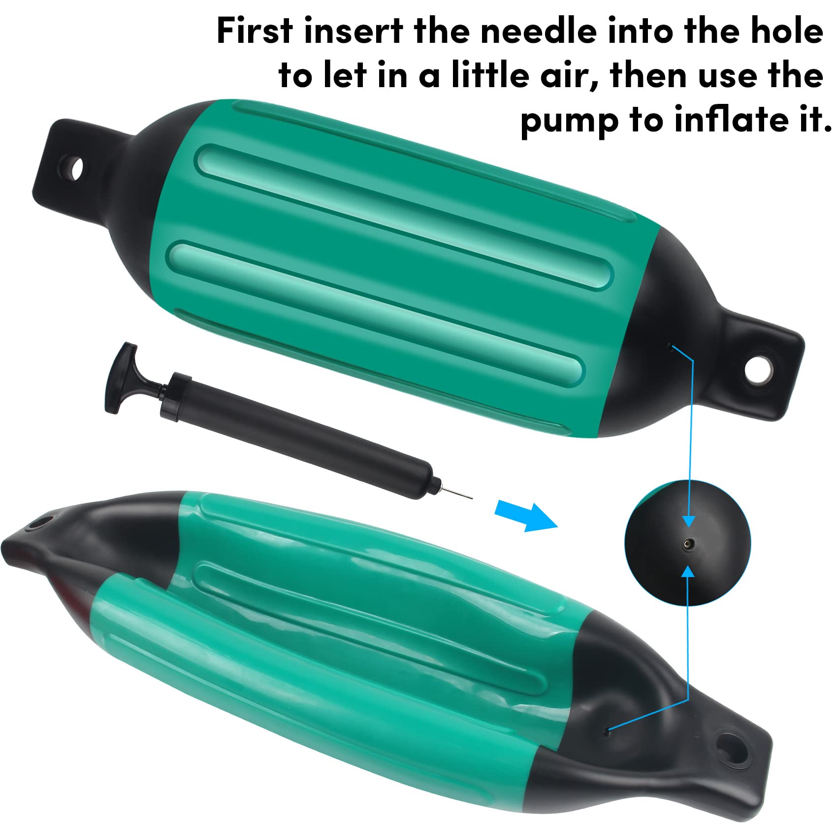 VEITHI Boat Fenders 4 Pack, Ribbed Twin Eyes Vinyl Boat