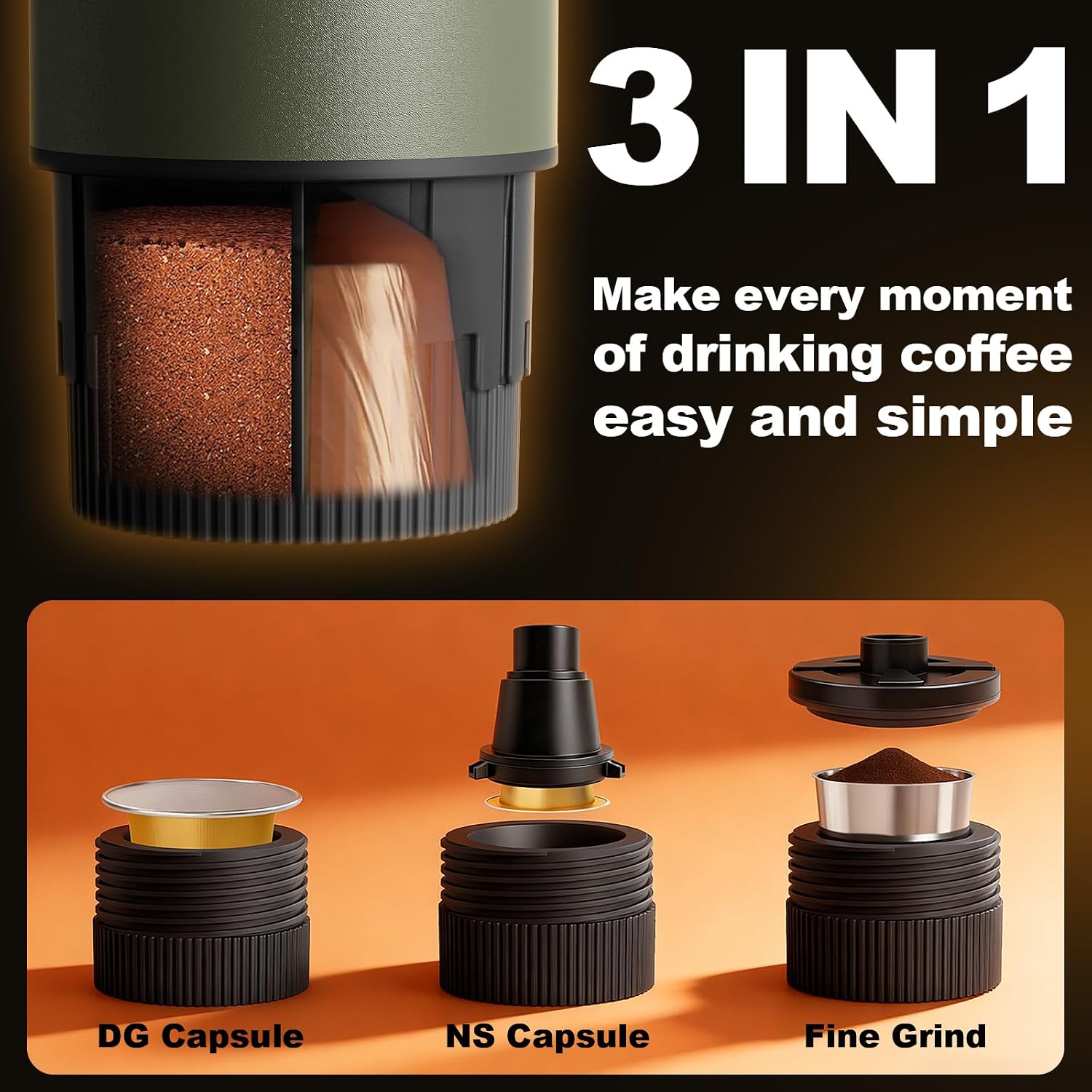 3-in-1 compatibility for Uiifuidy Portable Espresso Maker