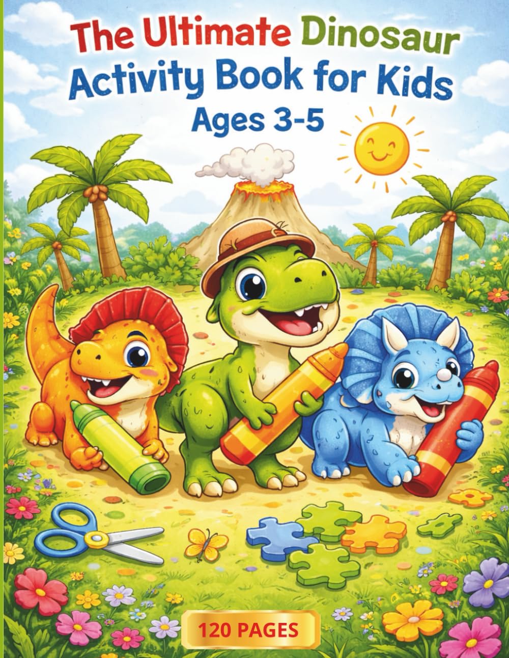 The Ultimate Dinosaur Activity Book for Kids Ages 3-5: Roar-some Fun Workbook! Coloring, Mazes, Dot-to-Dot, Cut & Paste, and Logic Puzzles with T-Rex, Spinosaurus, and More!