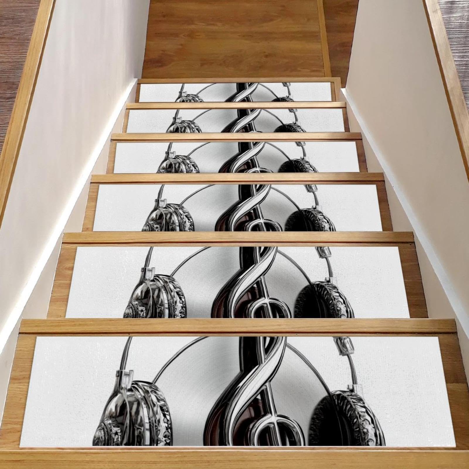 Tapis d'escalier antidérapants lot de 15 marches motif notes de musique CD