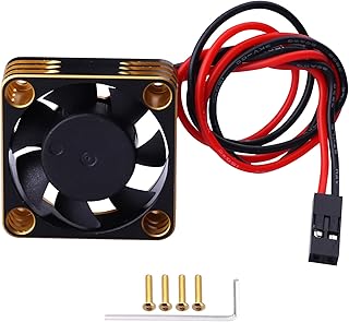 Hobbypark RC Brushless Motor Cooling Fan ESC Cooling Fan for RC Car 1/8 1/10 1/12 Scale 540 550 Brushless Motors (Black-Gold)