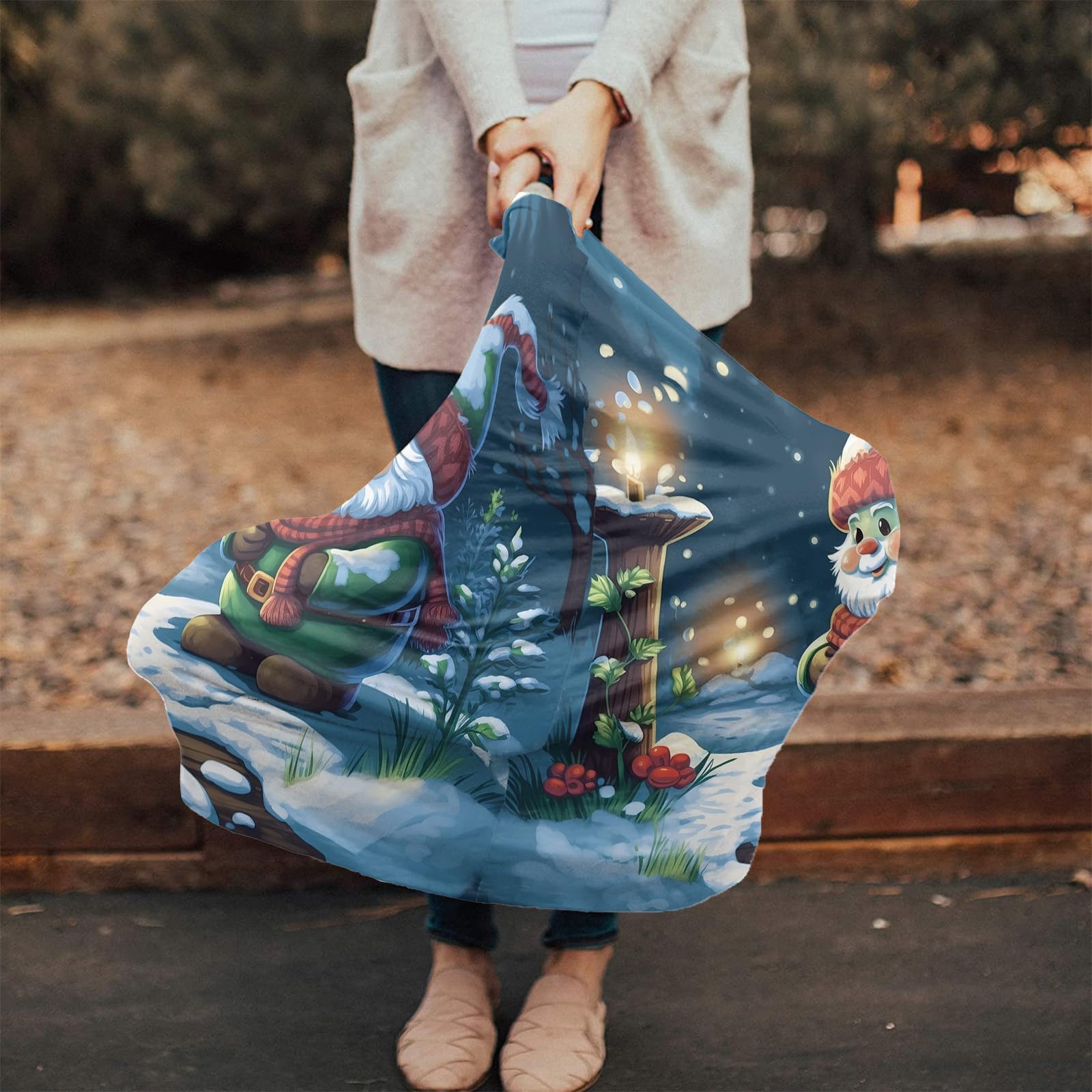 Nursing Cover for Breastfeeding Scarf, Snowman Gnomes Christmas Baby Car Covers Super Soft Multi Use for Canopy Shopping Cart Cover Blanket Stroller Cover