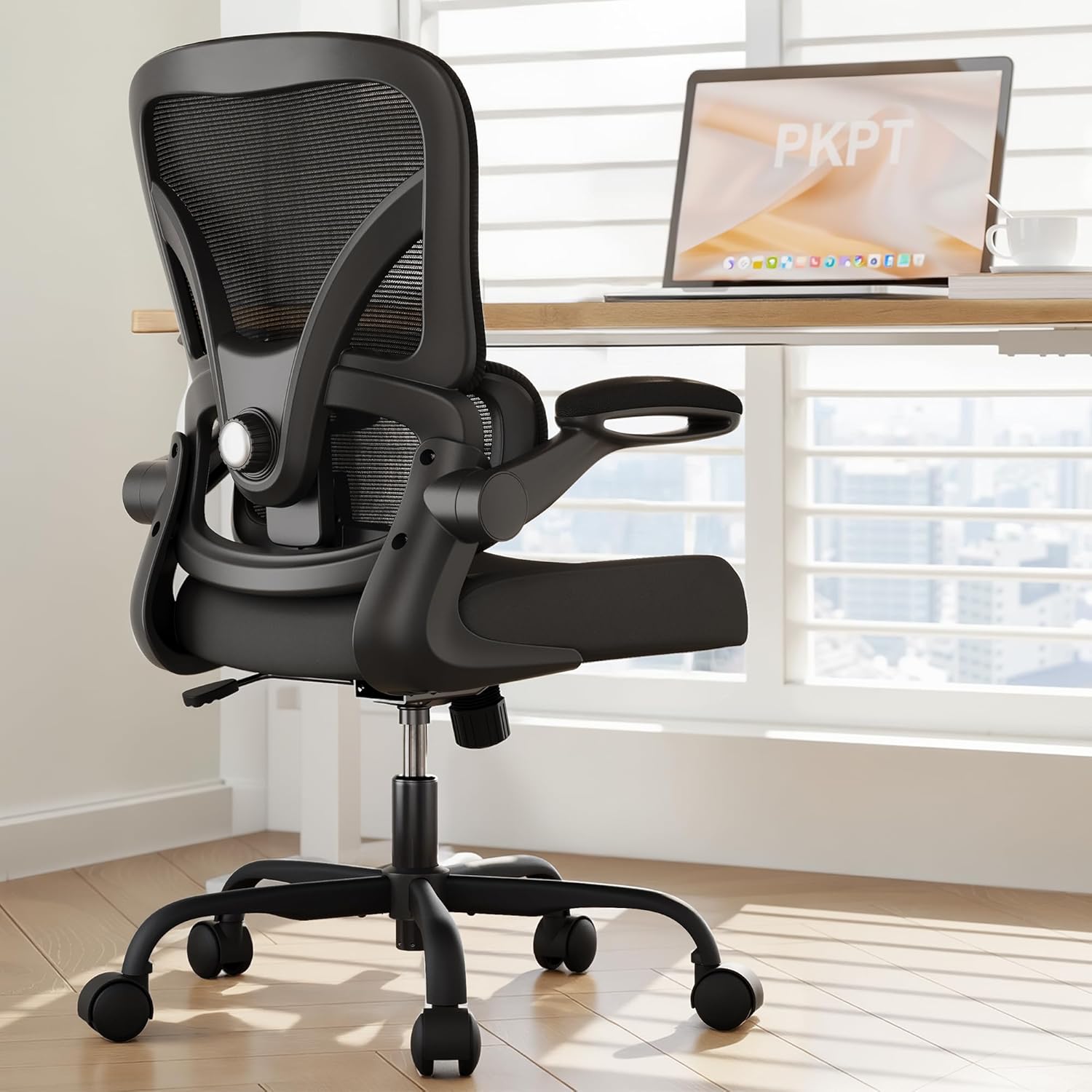 Mesh Ergonomic Office Chair, 330LBS Comfy Desk Chair with Adjustable Lumbar Support, Executive Computer Chairs for Home Office, Black
