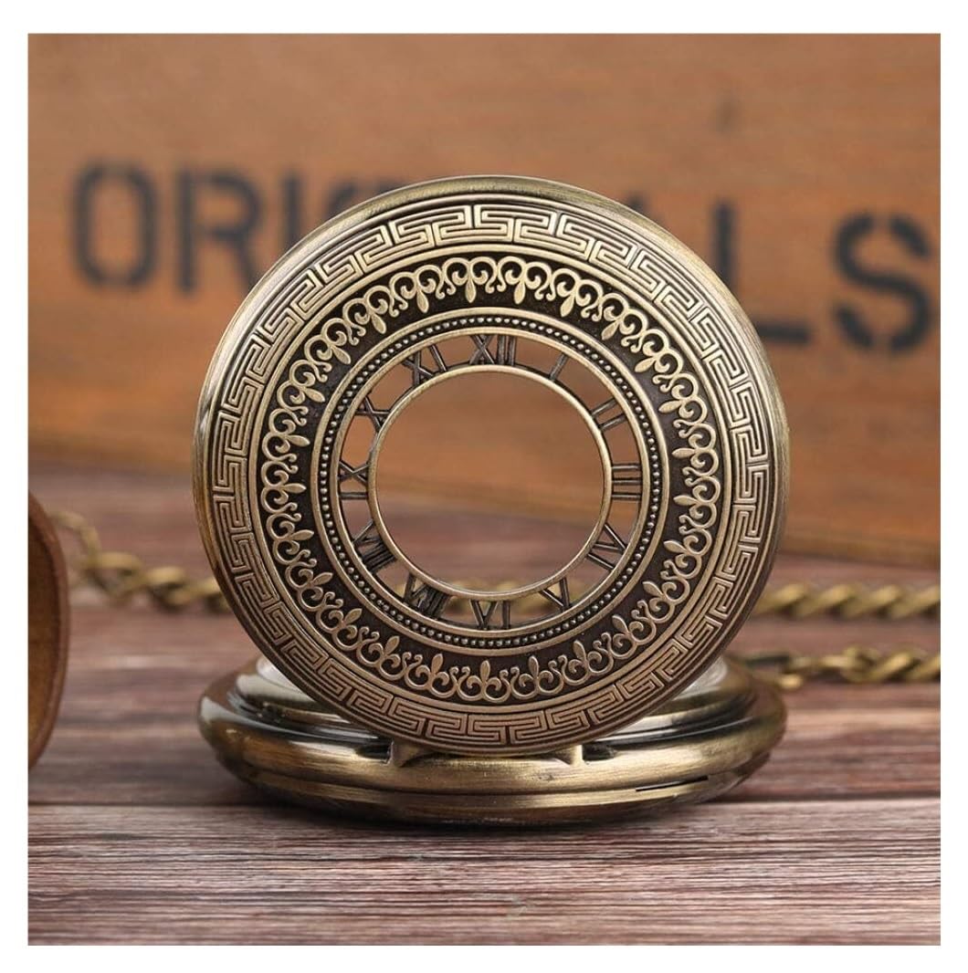 Vintage Zegarek Kieszonkowy Mechaniczny Zegarek Kieszonkowy Ręcznie Nakręcany Cyframi Rzymskimi Retro Stary Steampunk Z Łańcuchem Mężczyzn Elegancki
