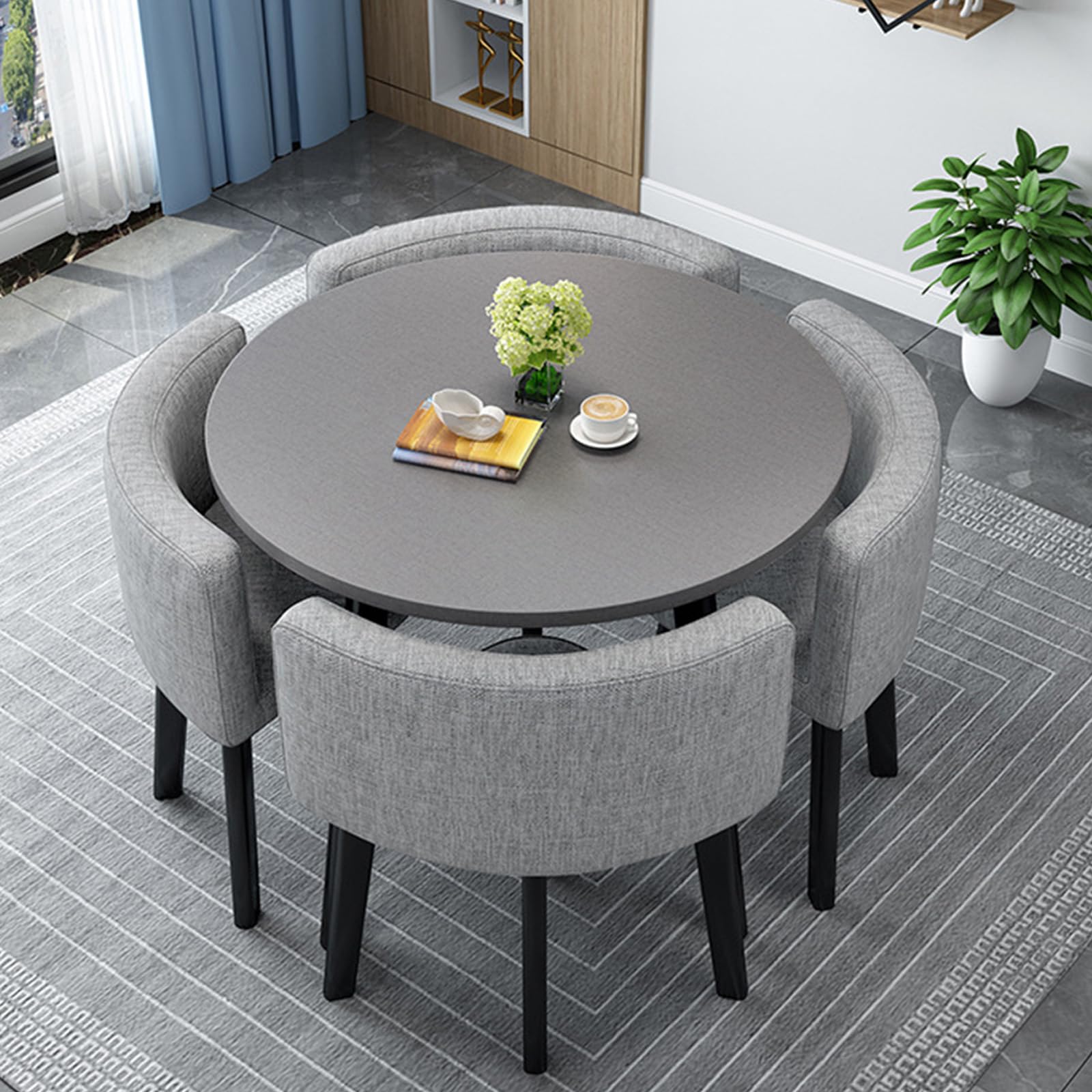 Stół i krzesła do jadalni zestaw dla 4 osób - okrągłe/kwadratowe meble konferencyjne wielofunkcyjne biuro recepcja kuchnia R 80 cm / 31.5in/31,5 cala