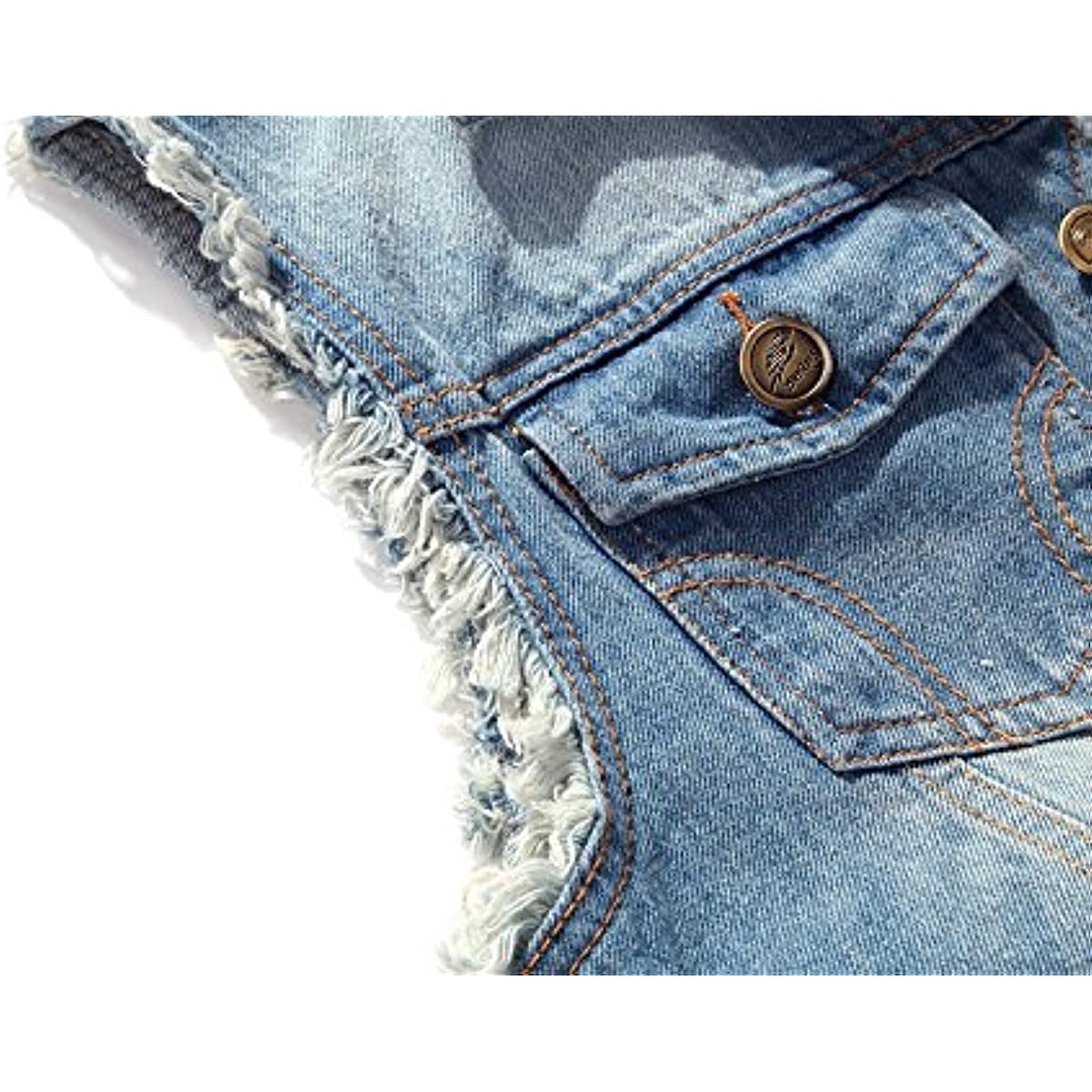 Hommes Denim Gilet Veste Décontractée Classique Manches Vestes