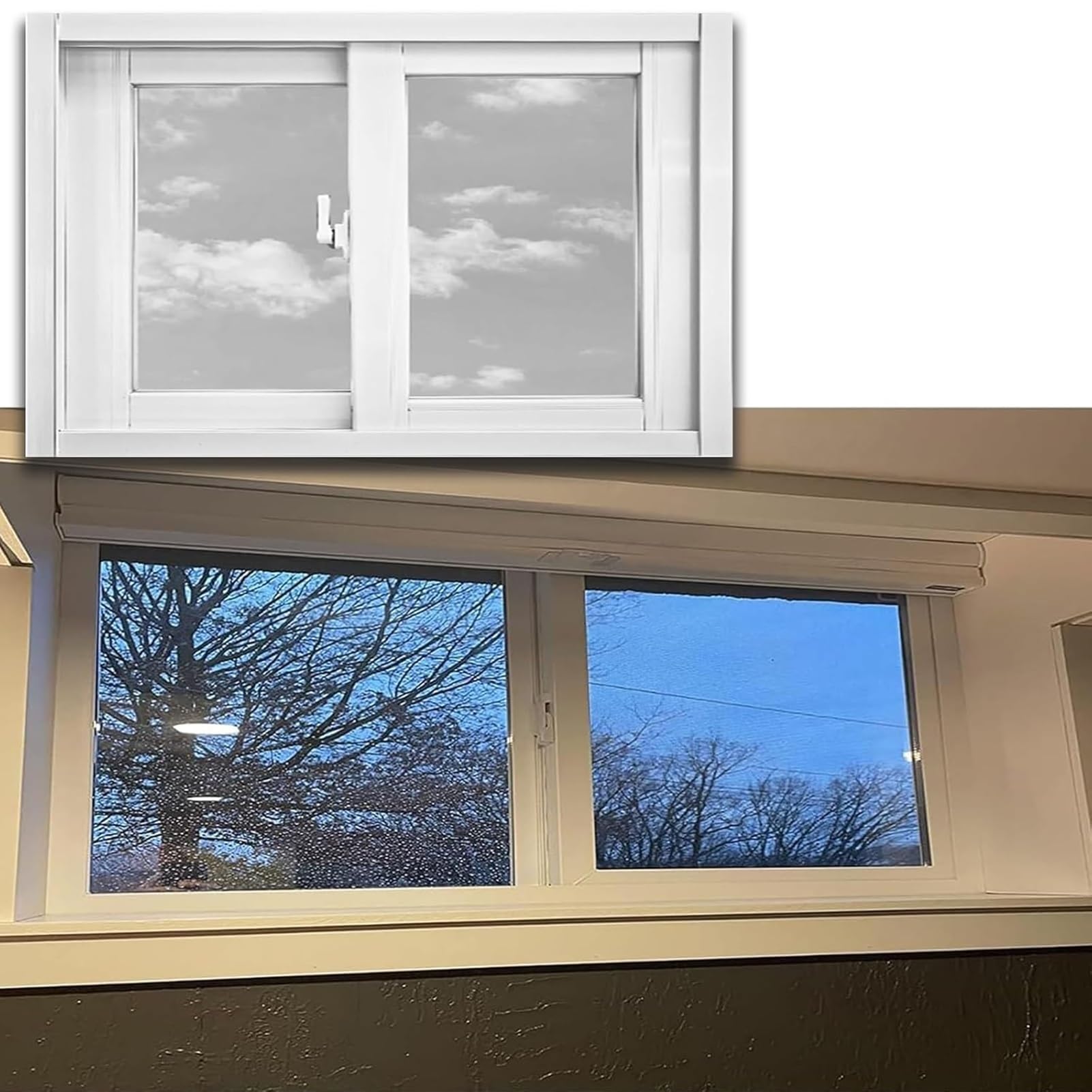 Fenêtre coulissante horizontale en verre isolant pour aérer le sous-sol