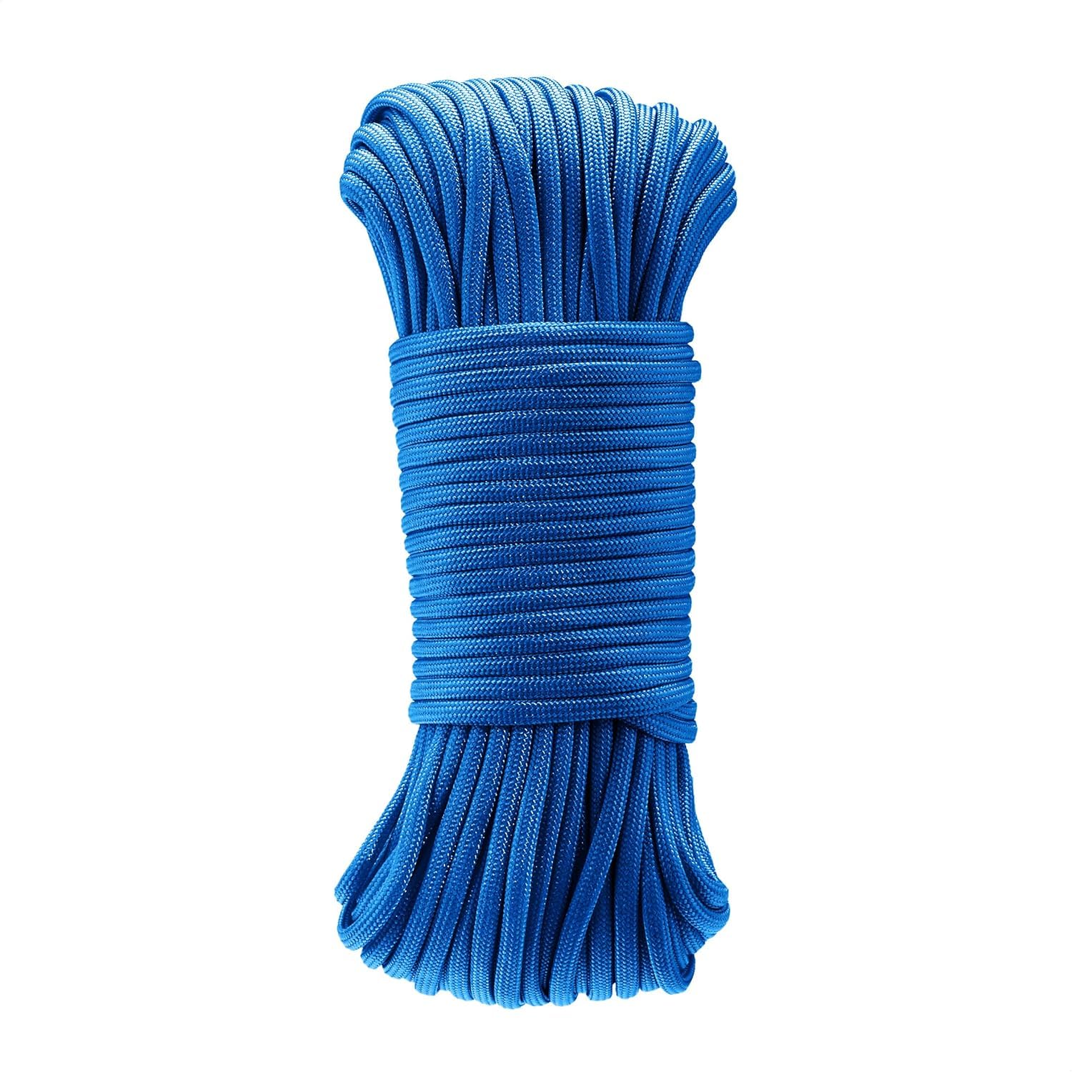 Zodazoqa 550 Paracord 100FT, Heavy-Duty Strong Rope Parachute Cord, High Strength - 5/32 in x 100 ft (4mm x 30m),Outdoor Camping Gear Tent Rope (Blue, 100ft)
