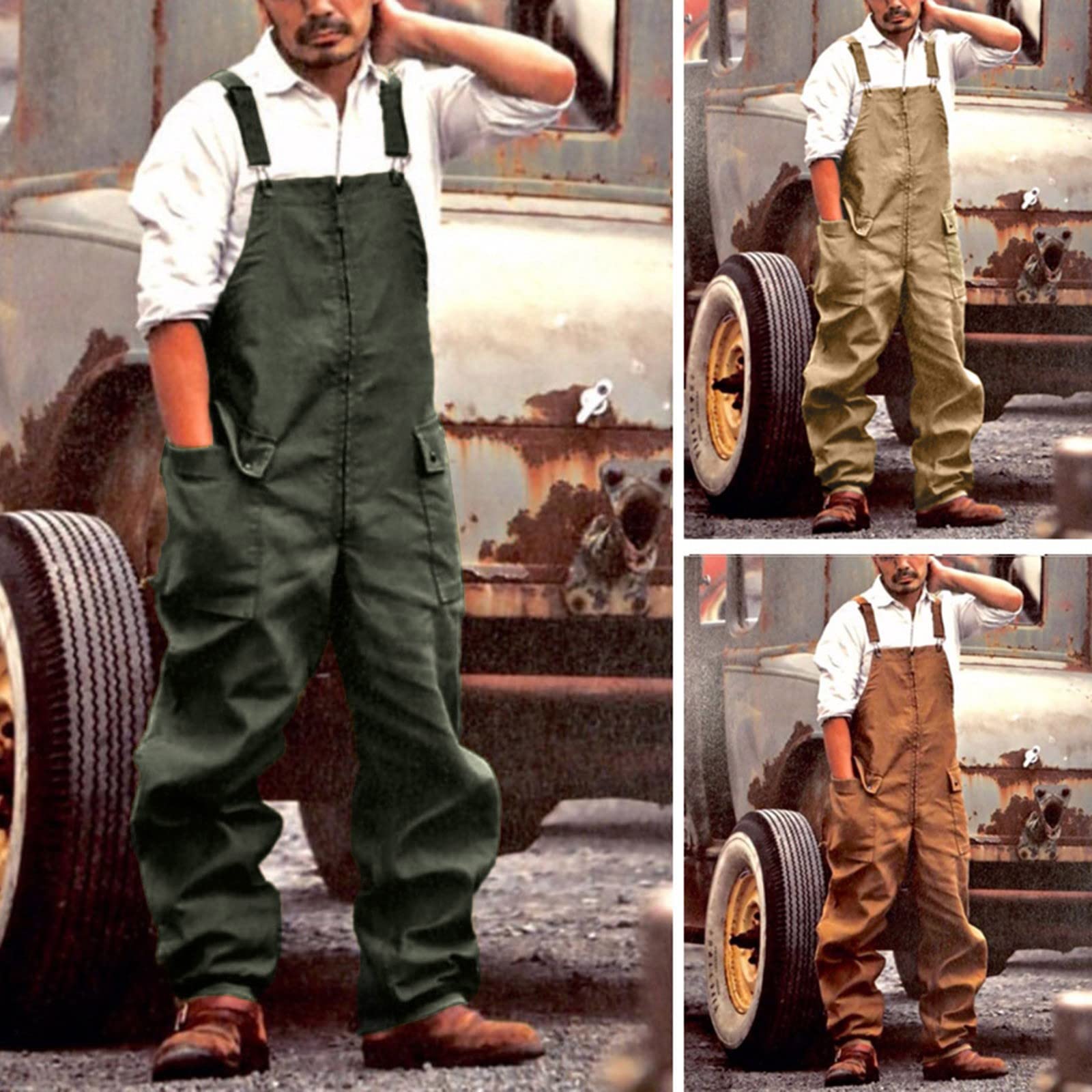Peto para hombre, camuflaje, pantalones de trabajo ajustables, pantalones con tirantes, modernos, pantalones de trabajo, monos largos, pantalones de ocio, pantalones con tirantes ajustables