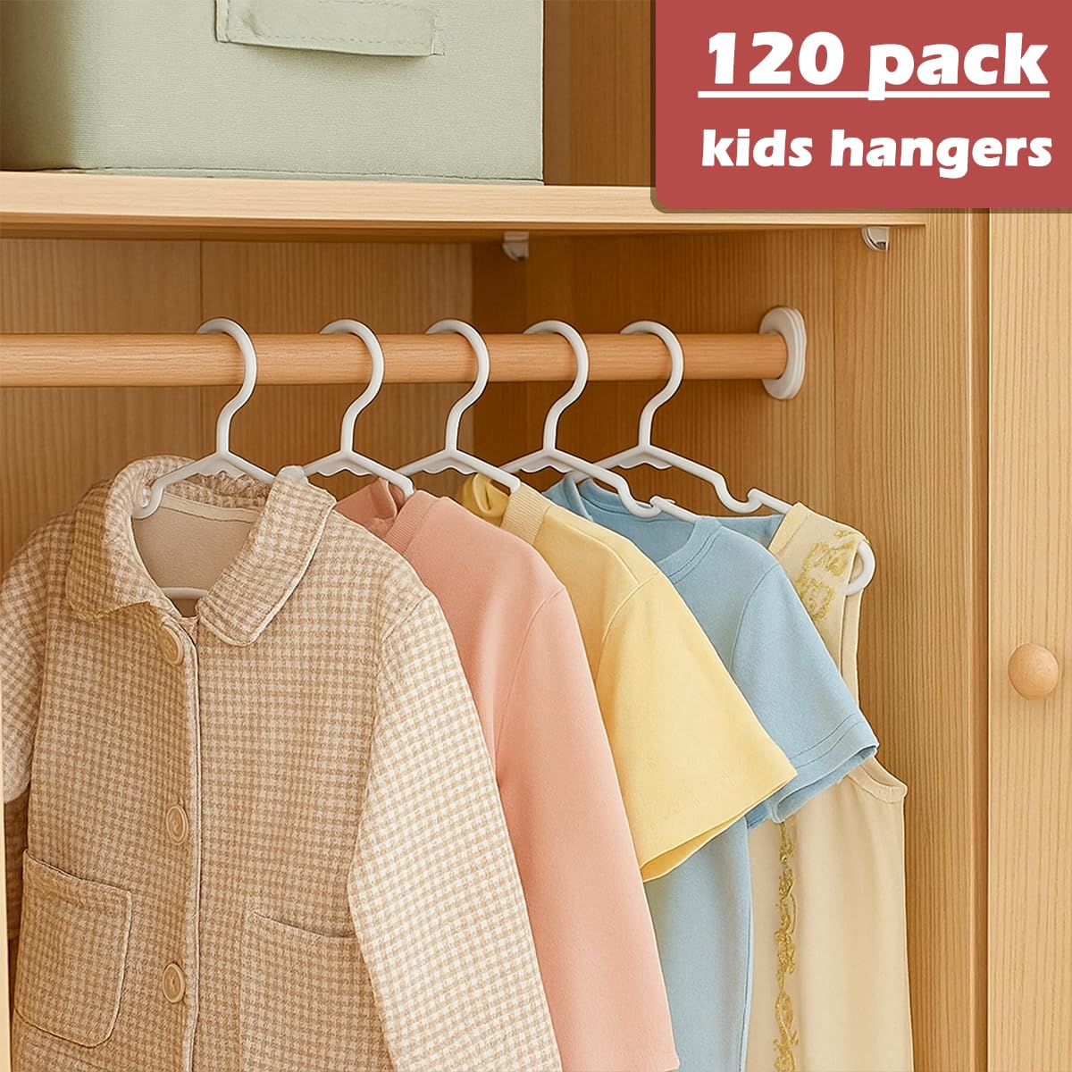 120 Pack White Plastic Non-Slip Baby Hangers, Heavy Duty, Flexible, Slim
