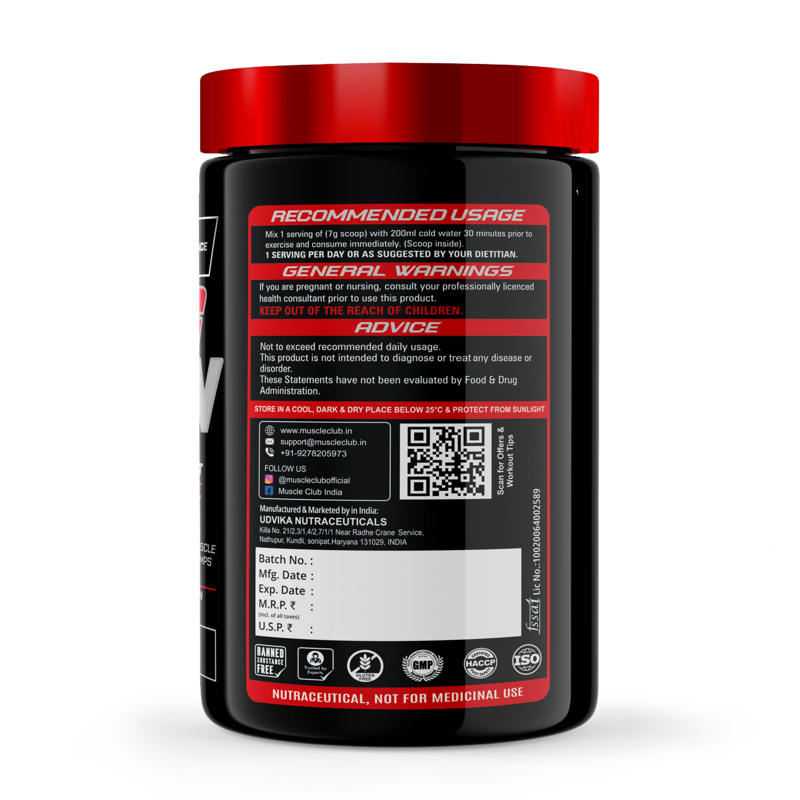 Muscle Club Ring Man Pre Workout Orange Flavour | AMP Powered | By The Great Khali | High Stim Pre workout with 2000mg Beta-Alanine & 200mg Caffeine | Energy & Focus Booster — Amazon image 3