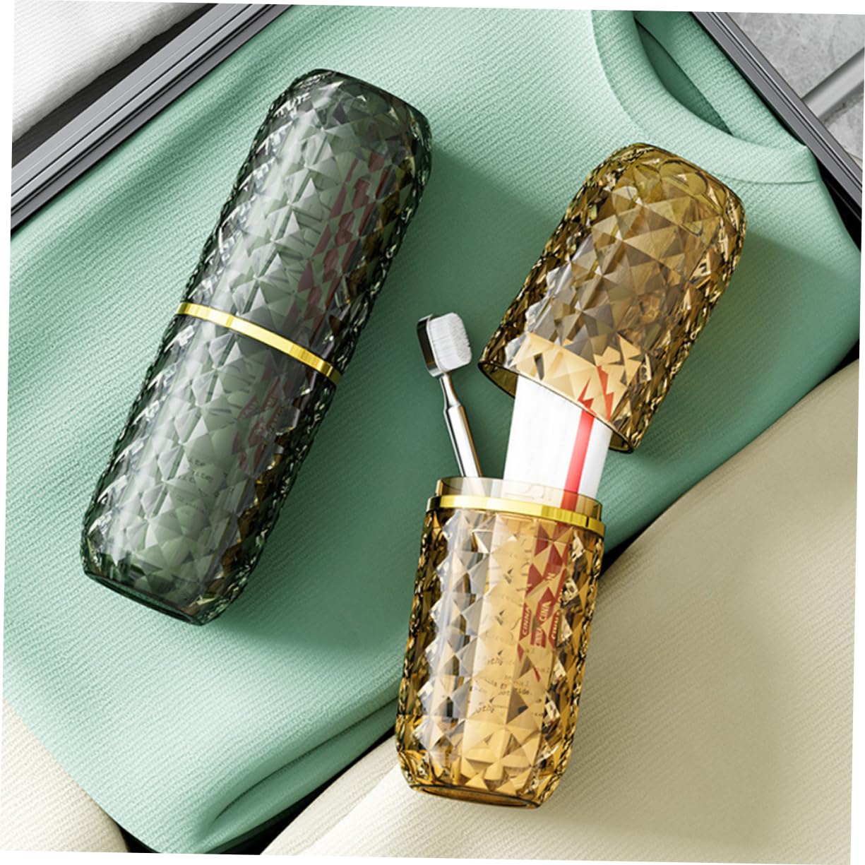 Hemobllo 3pezzi Portaspazzolini Da Viaggio Organizer Per Spazzolini Da Denti Contenitore Per Dentifricio Portabicchieri Per Scatola Per Organizzatore Per