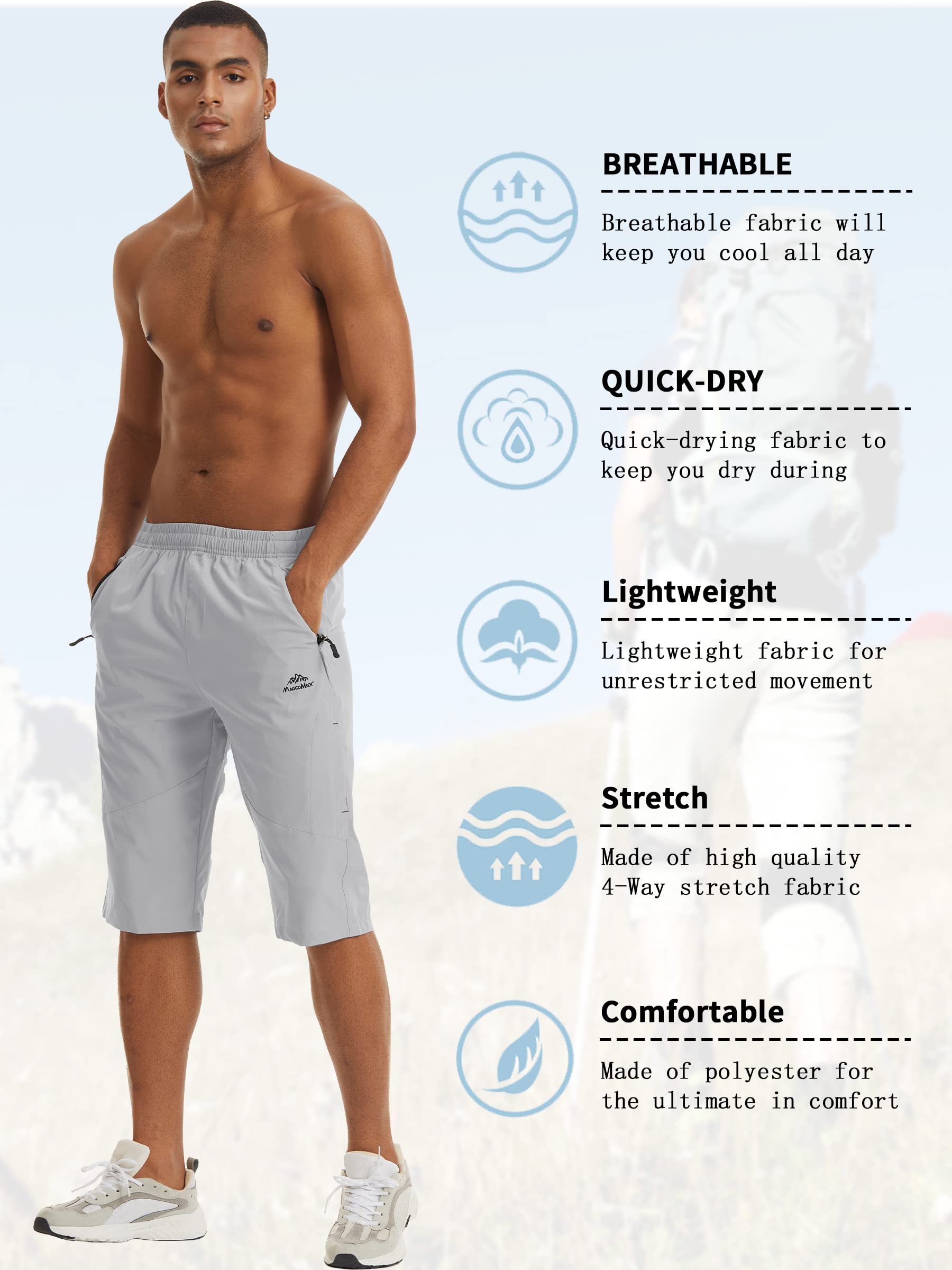TACVASEN Pantalones Cortos de Secado Rápido para Hombres Exterior Pantalones Cortos de Senderismo Respirable Pantalones Cortos Capri