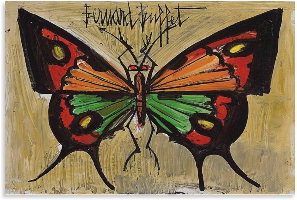 Rikin Liuff Papillon by Bernard Buffet Canvas Poster Wall Art 40x60cm Frameless