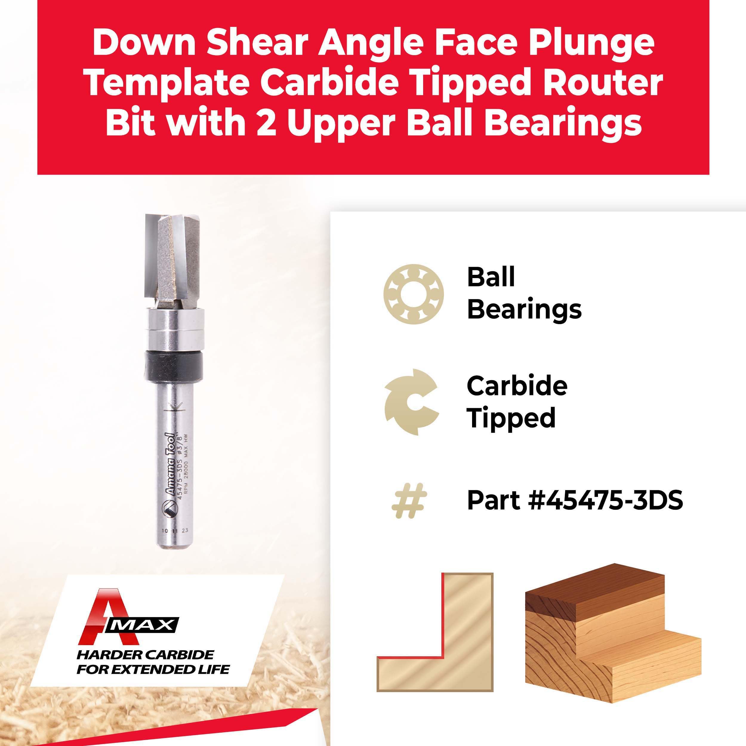 Amana Tool 45475-3DS Carbide Tipped Down Shear Router Bit 3/8 D x 1/2 CH — Amazon image 2