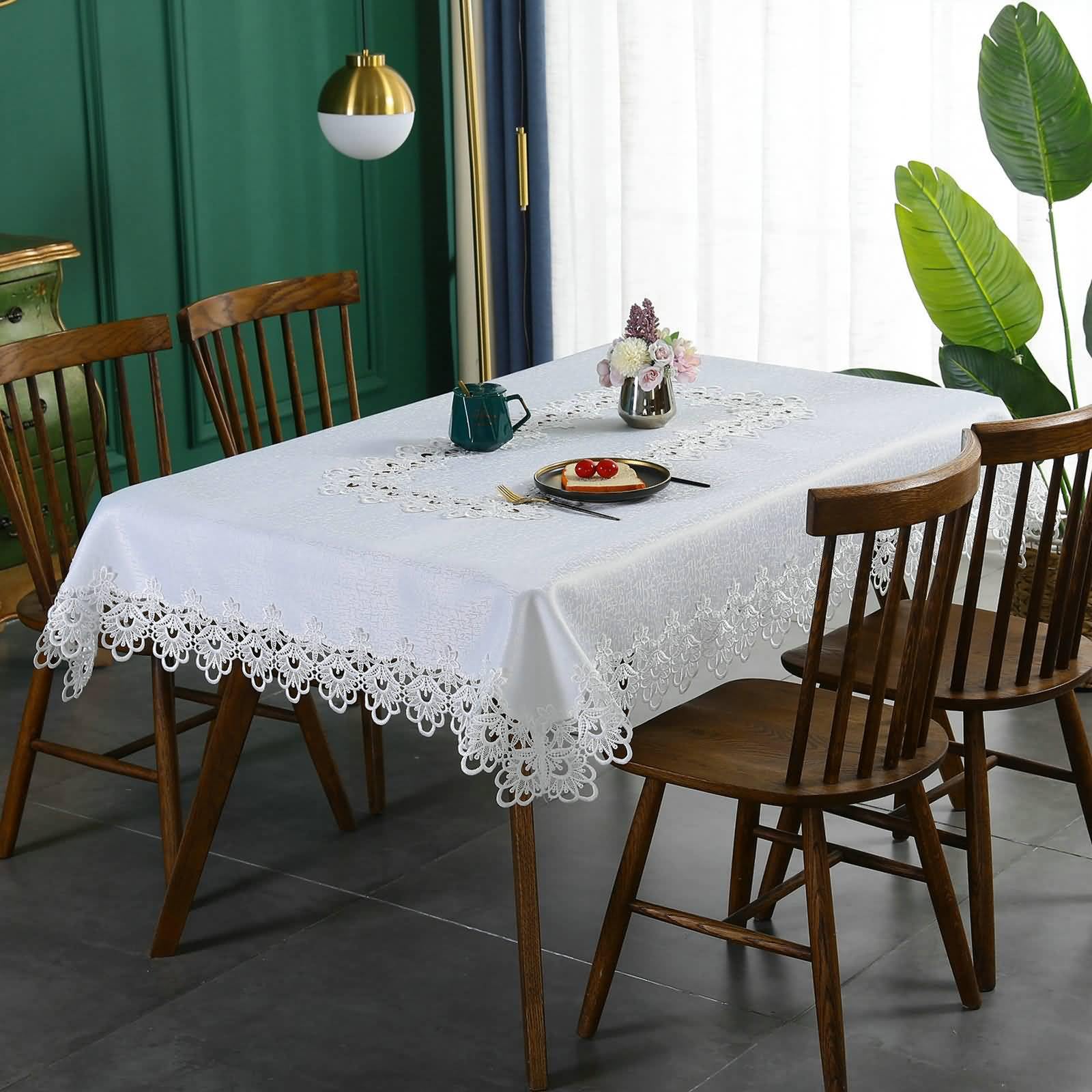 Tovaglie Antimacchia Poliestere, Bianco, 110x110cm