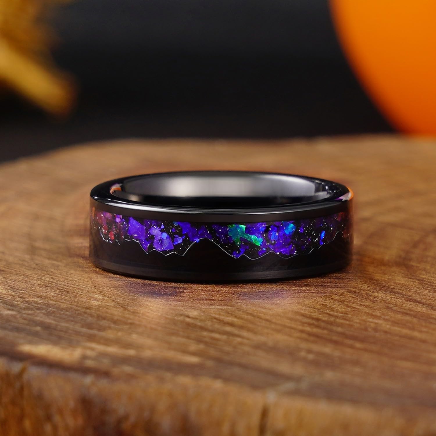 Silver Black Tungsten Ring, Matching 8/4mm Wedding Band for Man Woman, Anniversary Birthday Christmas Gift
