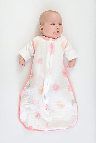 Miniatura 8 de Increíble saco de dormir de muselina para bebé., Acuarela de rosas (Watercolor Roses), Rosado