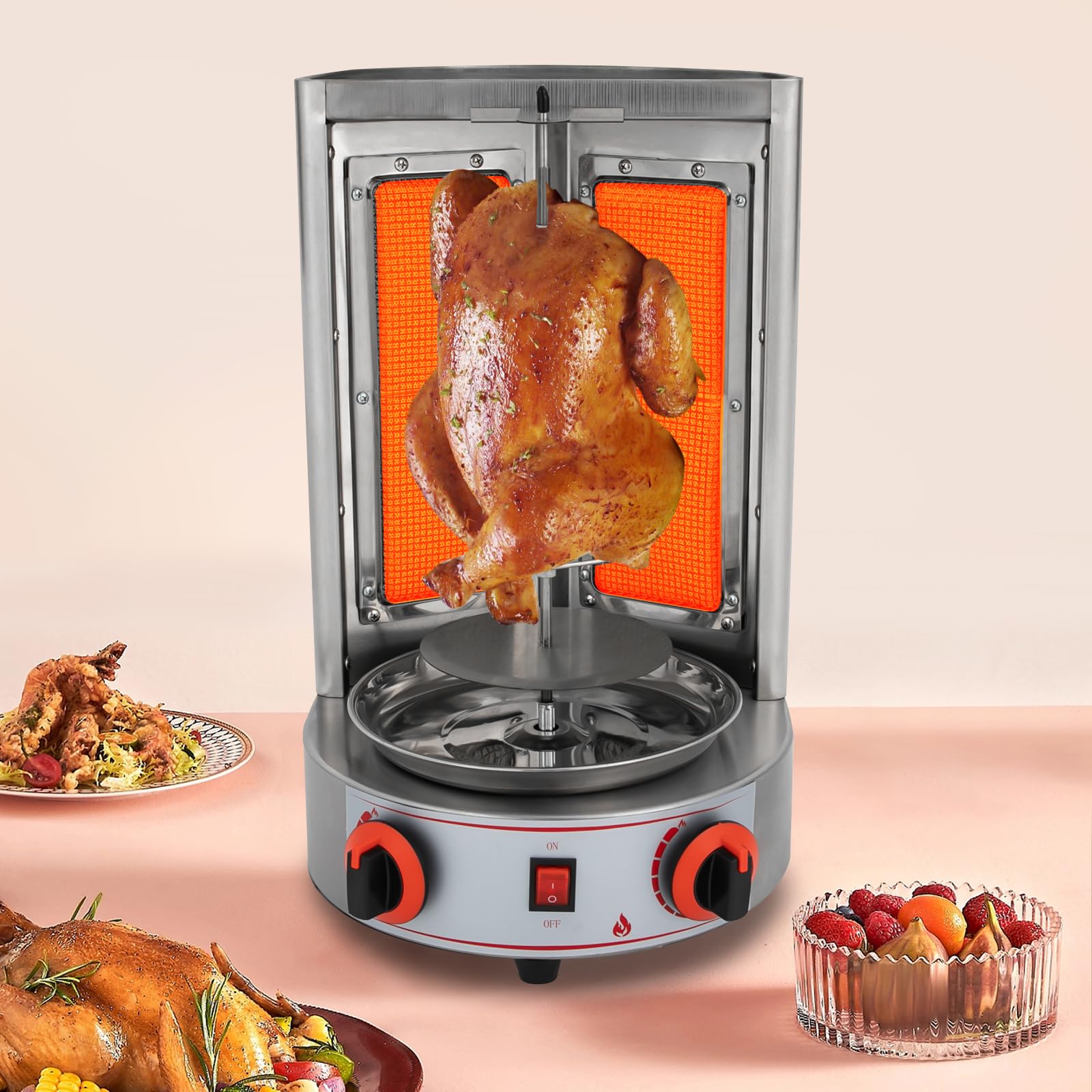 DöNergrill, 4300 W Kebab Gas Kebab Machine, kebab Grill, Kebap DöNer Machine Gyros-grill, griglia da tavolo, GPL, acciaio inossidabile, utensili elettrici, Griddlep BBQ, forno a griglia per famiglie
